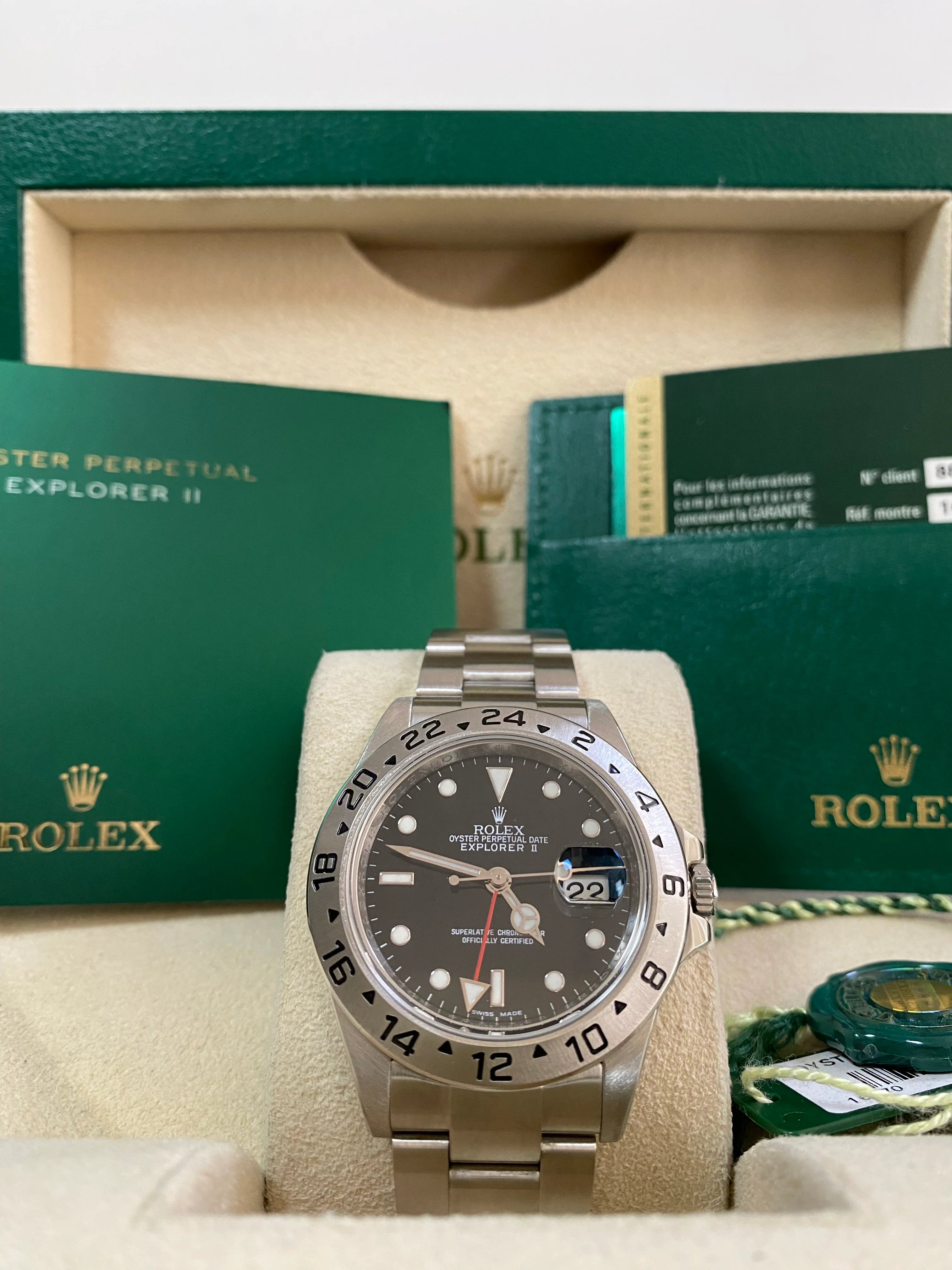 Rolex Steel Oyster Perpetual Explorer II - 2010 - Black Dial - Mercedes Hand - 16570 *COMPLETE SET*