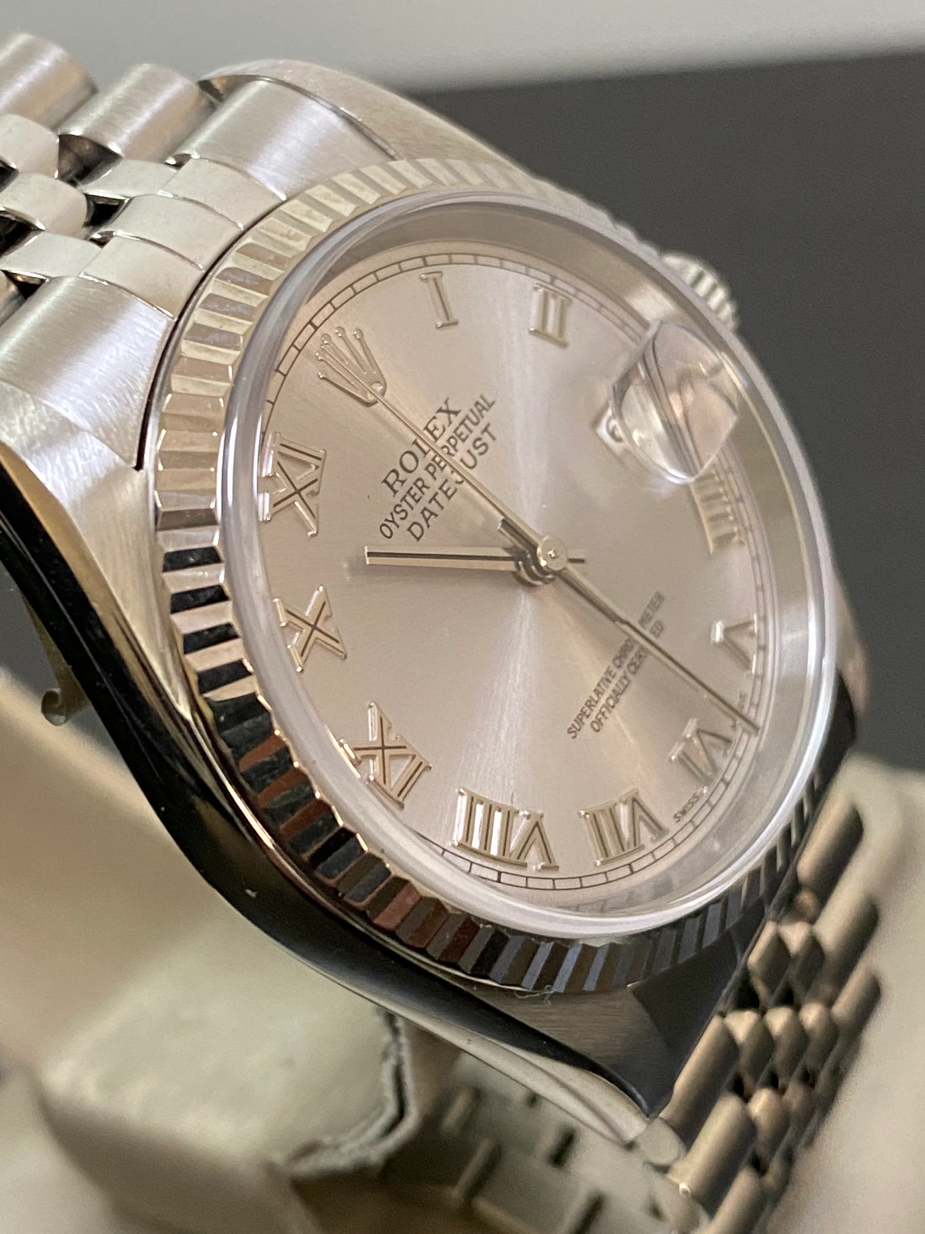 Rolex Steel Datejust 36 - Y Serial - Fluted Bezel - Rhodium Roman Dial - Jubilee Bracelet - 16234
