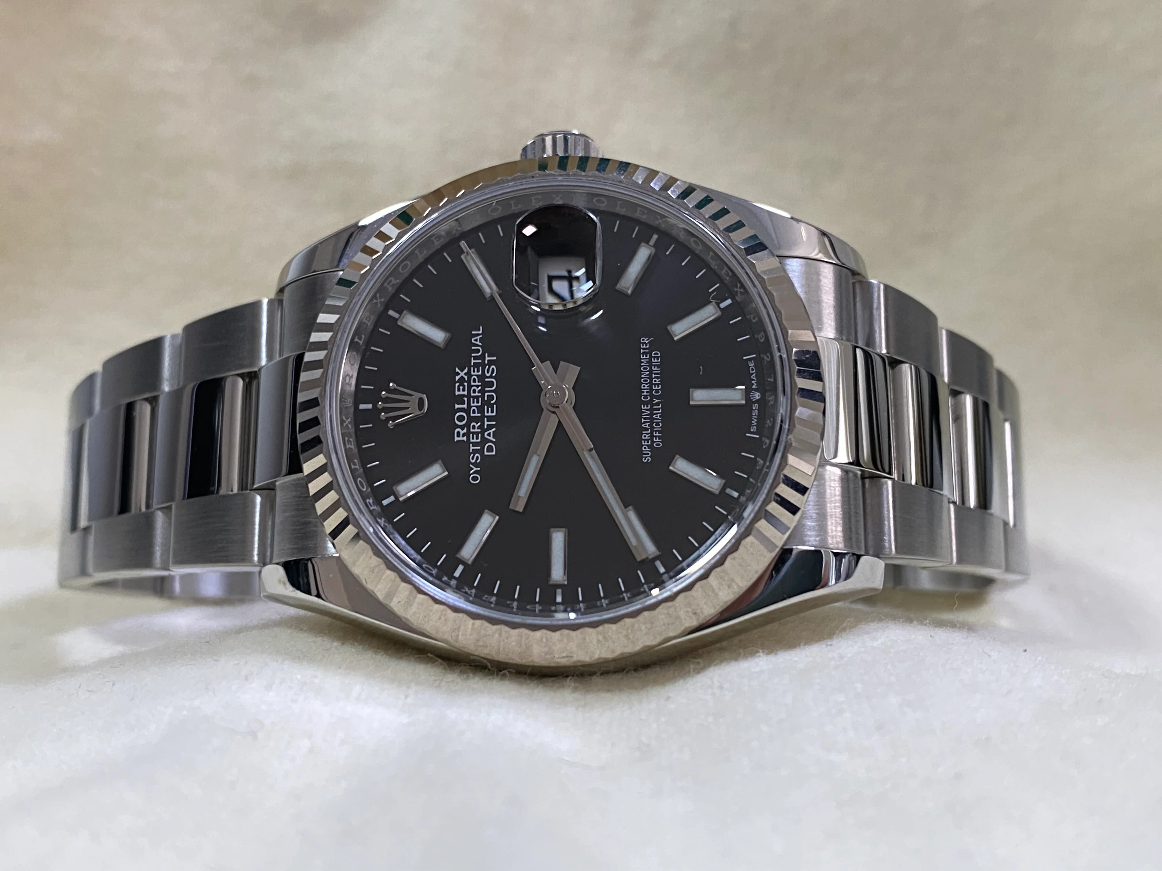 Rolex Steel Datejust 36 - 2023 - Fluted Bezel - Black Index Dial - Oyster Bracelet - 126234