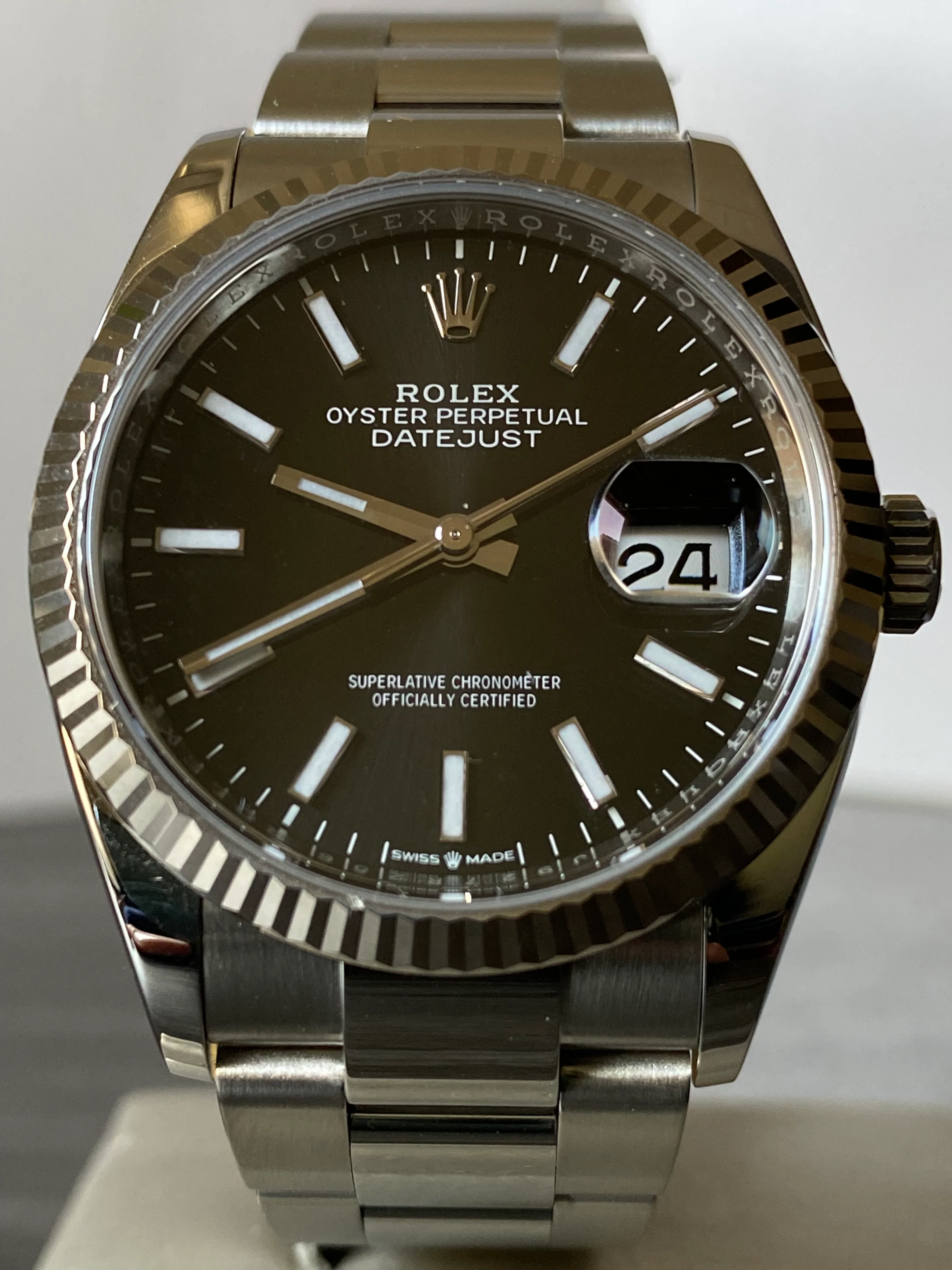 Rolex Steel Datejust 36 - 2023 - Fluted Bezel - Black Index Dial - Oyster Bracelet - 126234
