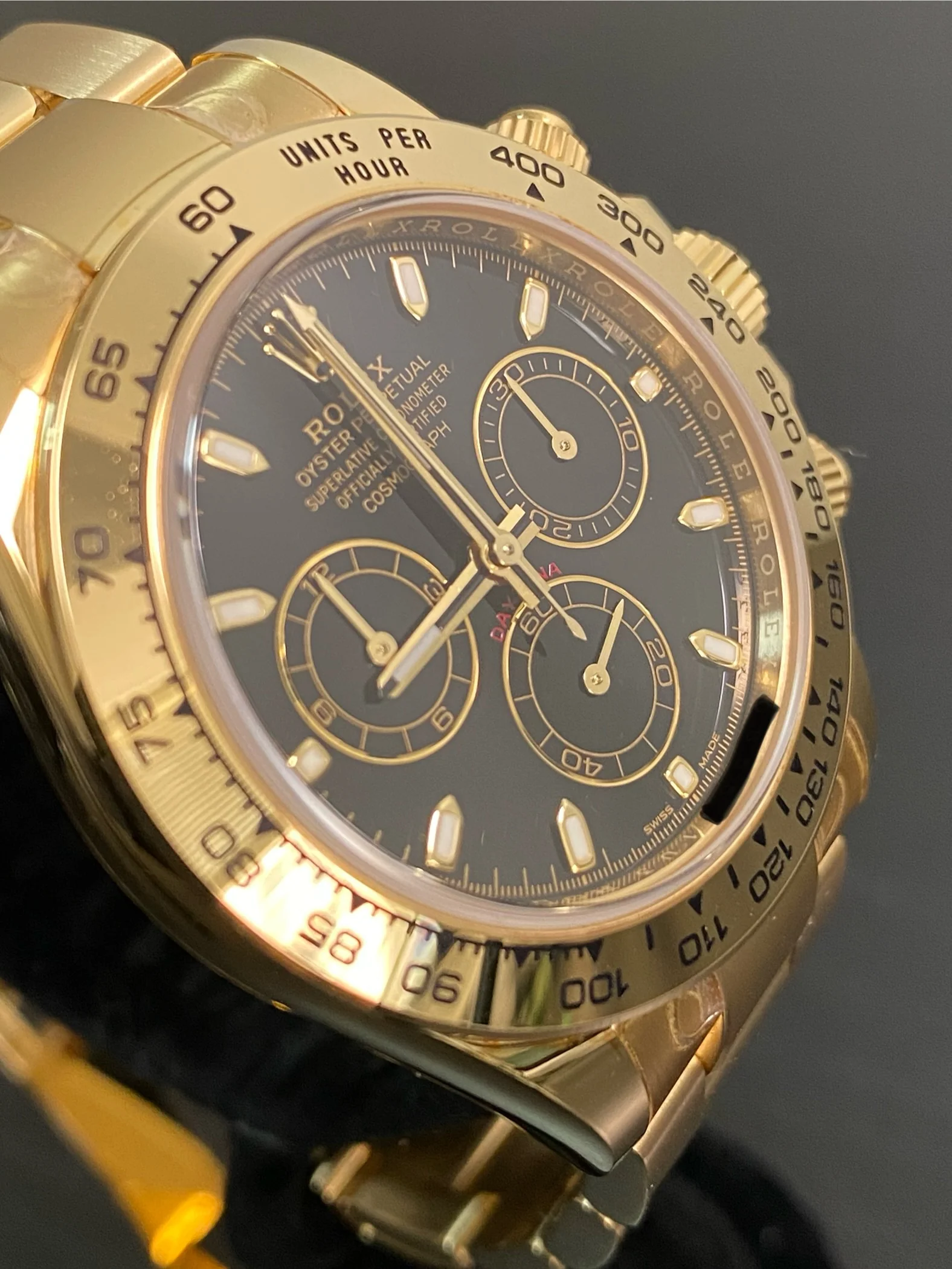 Rolex Yellow Gold Cosmograph Daytona - 2023 - Black Index Dial - 116508 *MOST STICKERS*