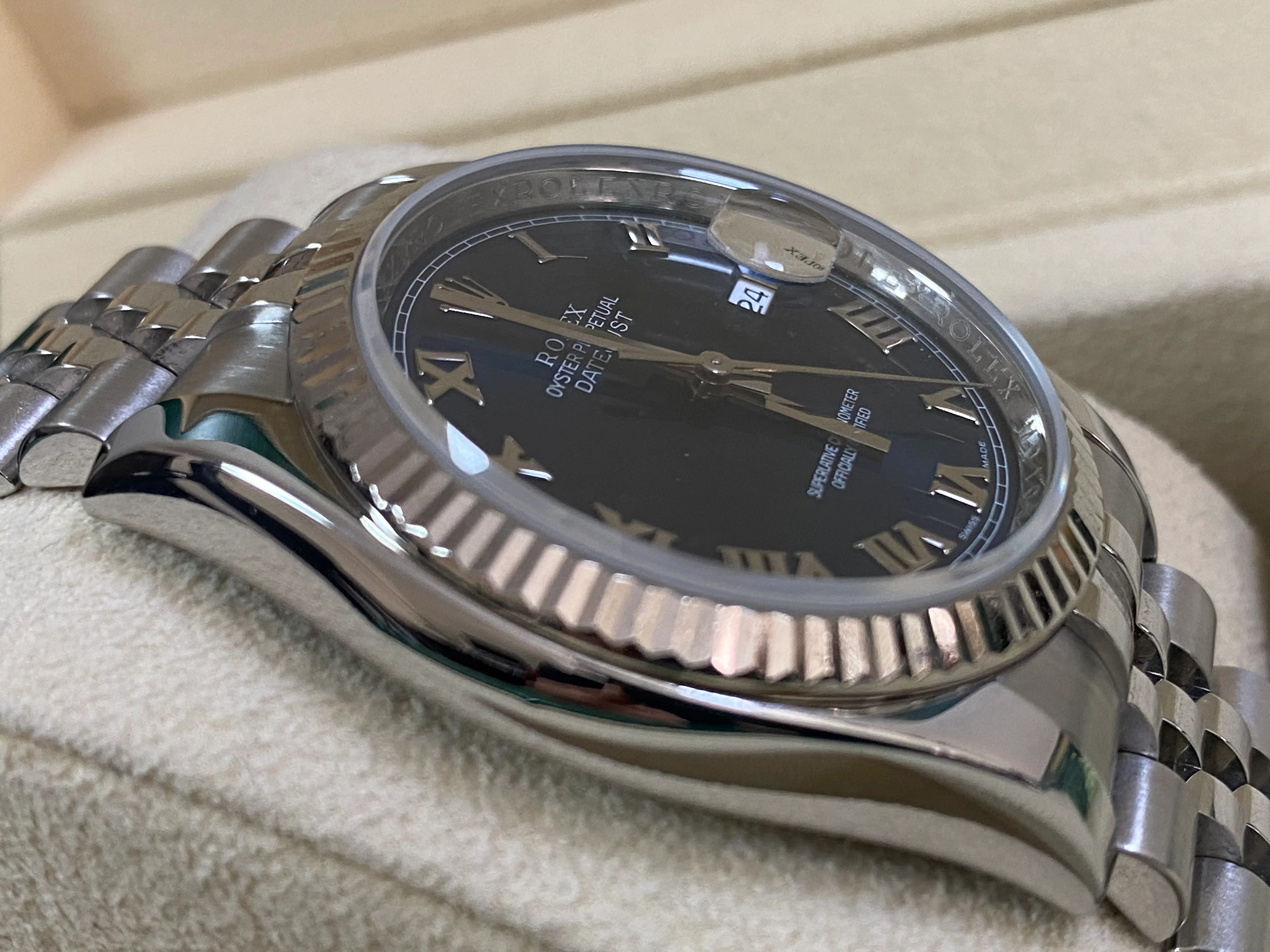 Rolex Steel Datejust 36 - 2007 - Fluted Bezel - Blue Roman Dial - Jubilee Bracelet - 116234