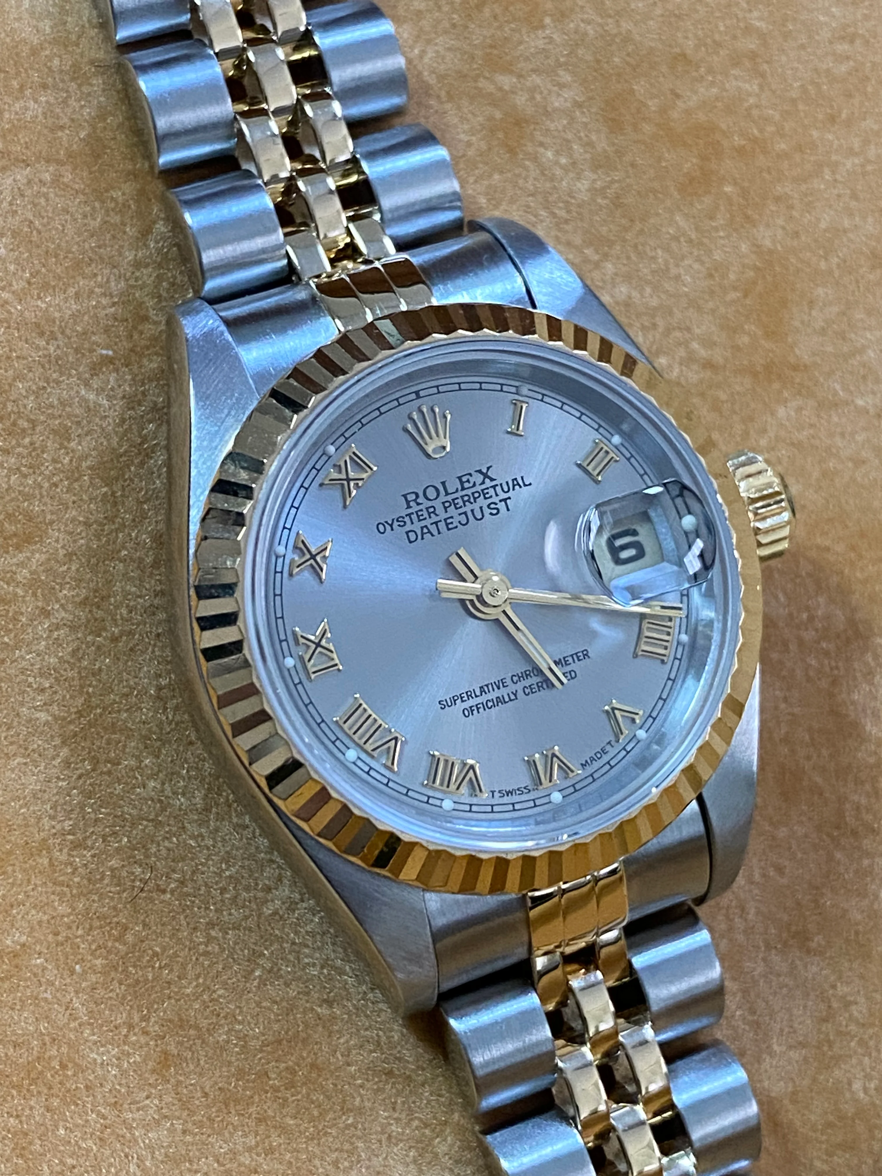 Rolex Two Tone Lady-Datejust - T Serial- Fluted Bezel - Silver Roman Dial - Jubilee Bracelet - 69173
