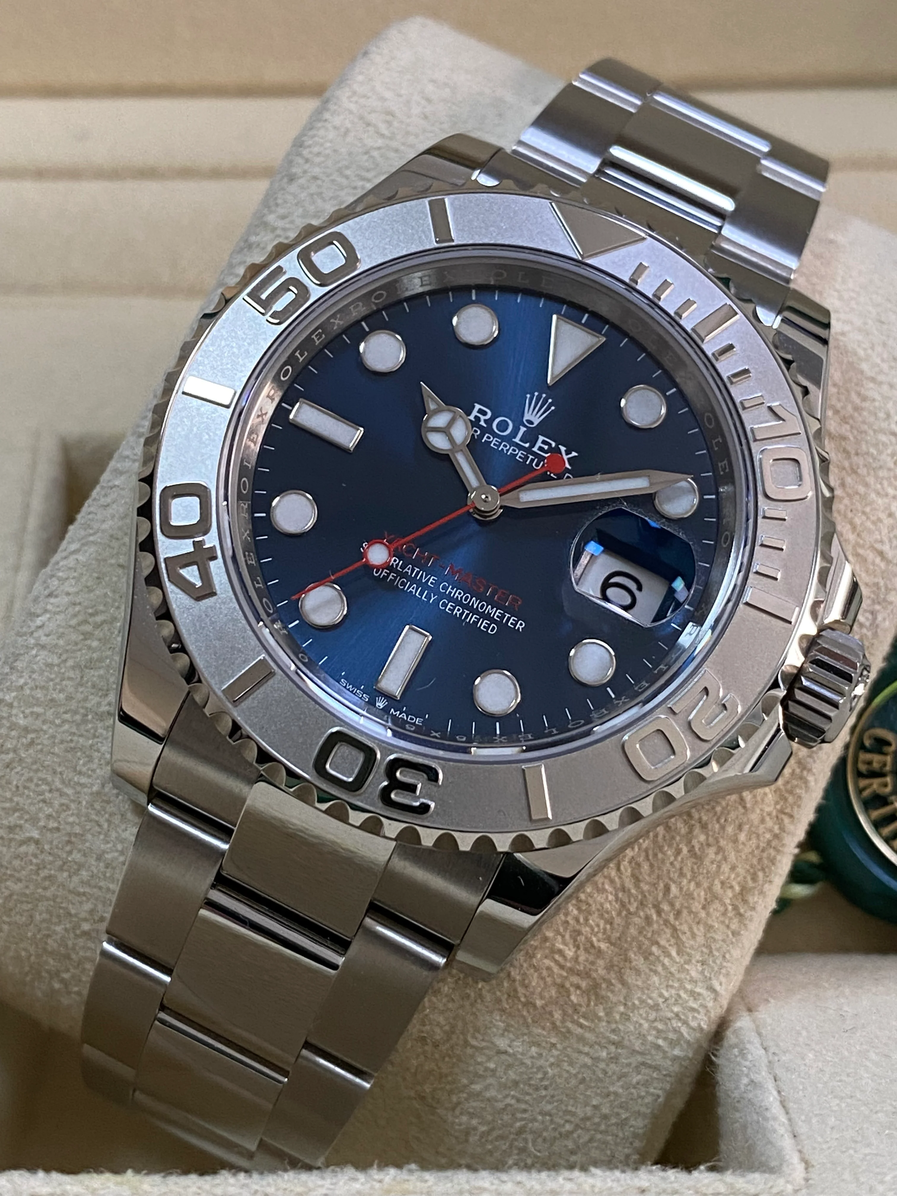 Rolex Steel and Platinum Yacht-Master 40 - 2023- Blue Dial - Platinum Bezel - 126622