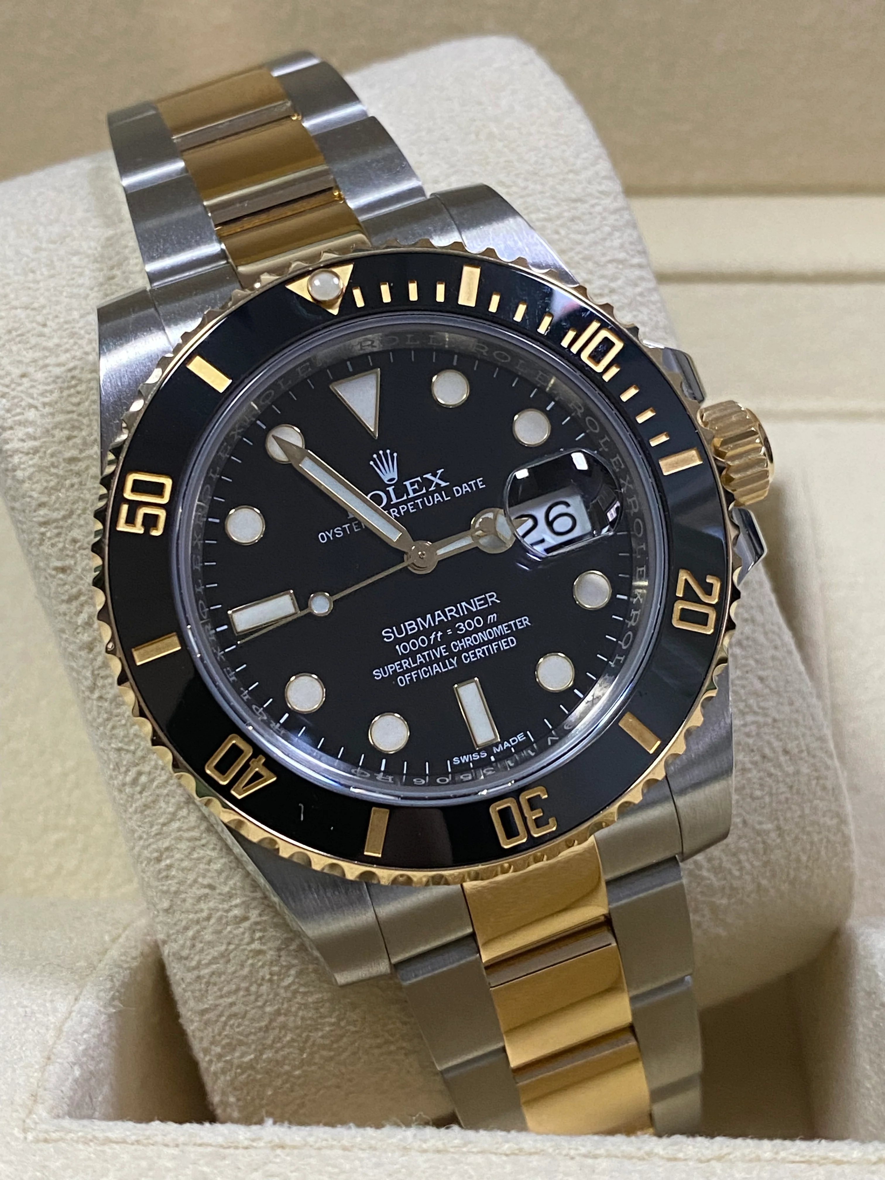 Rolex Steel and Gold Submariner Date - 2016 - Black Bezel - Black Dial - 116613