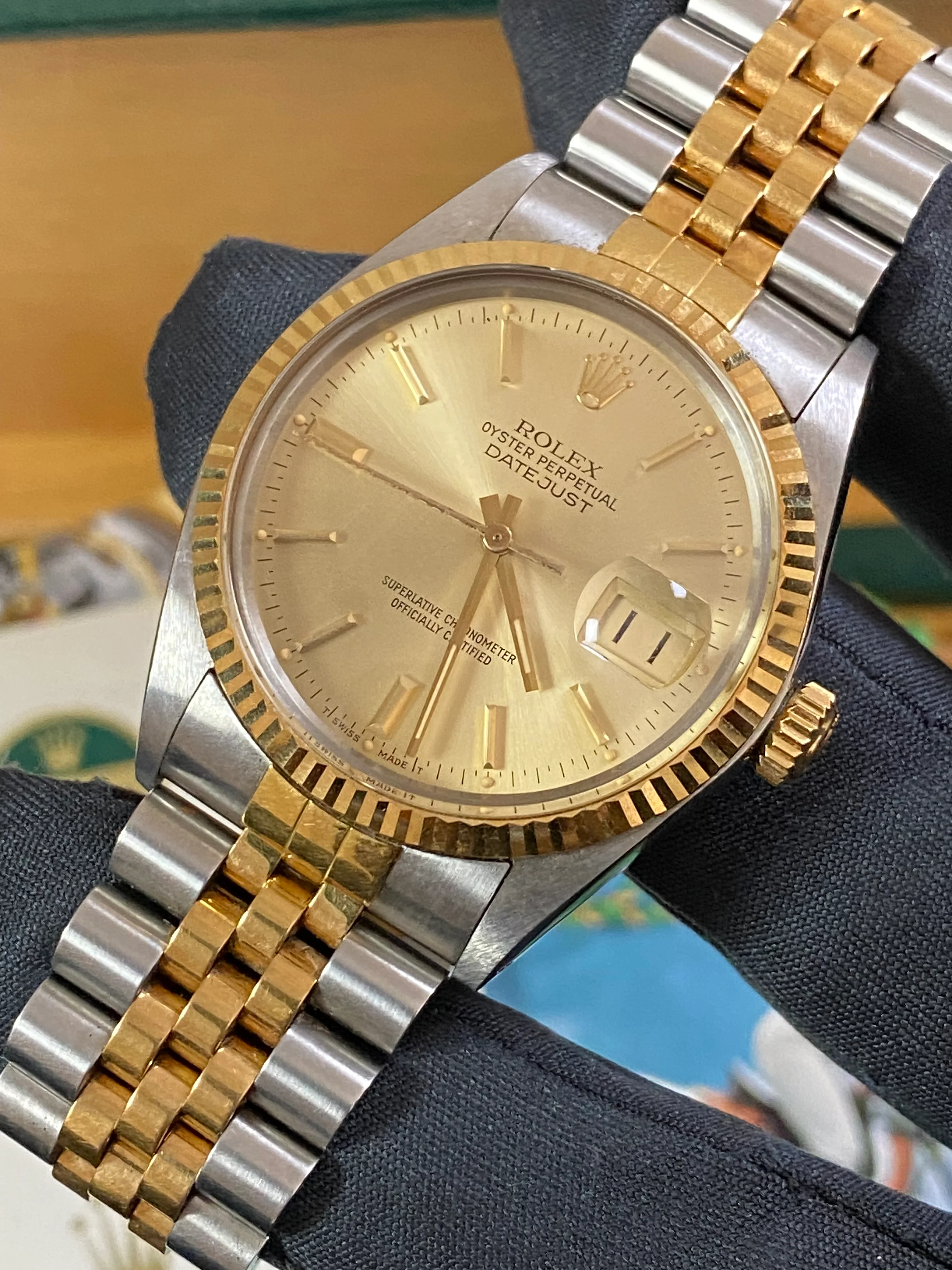 Rolex Steel and Yellow Gold Datejust 36 - 1985 - Fluted Bezel - Champagne Index Dial - Jubilee Bracelet - 16013 *UNPOLISHED*