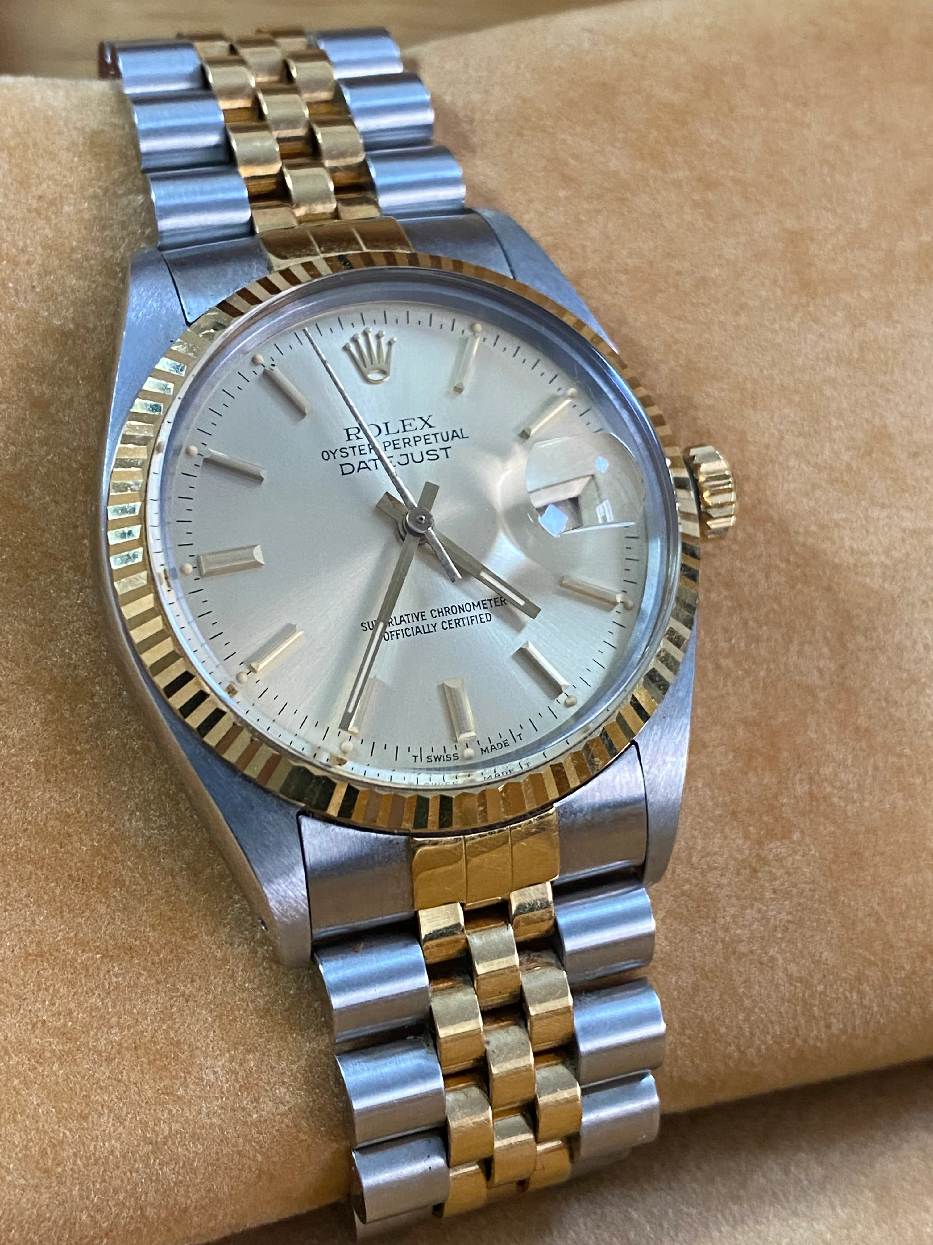 Rolex Steel and Yellow Gold Datejust 36 - 1985 - Fluted Bezel - Champagne Index Dial - Jubilee Bracelet - 16013 *UNPOLISHED*