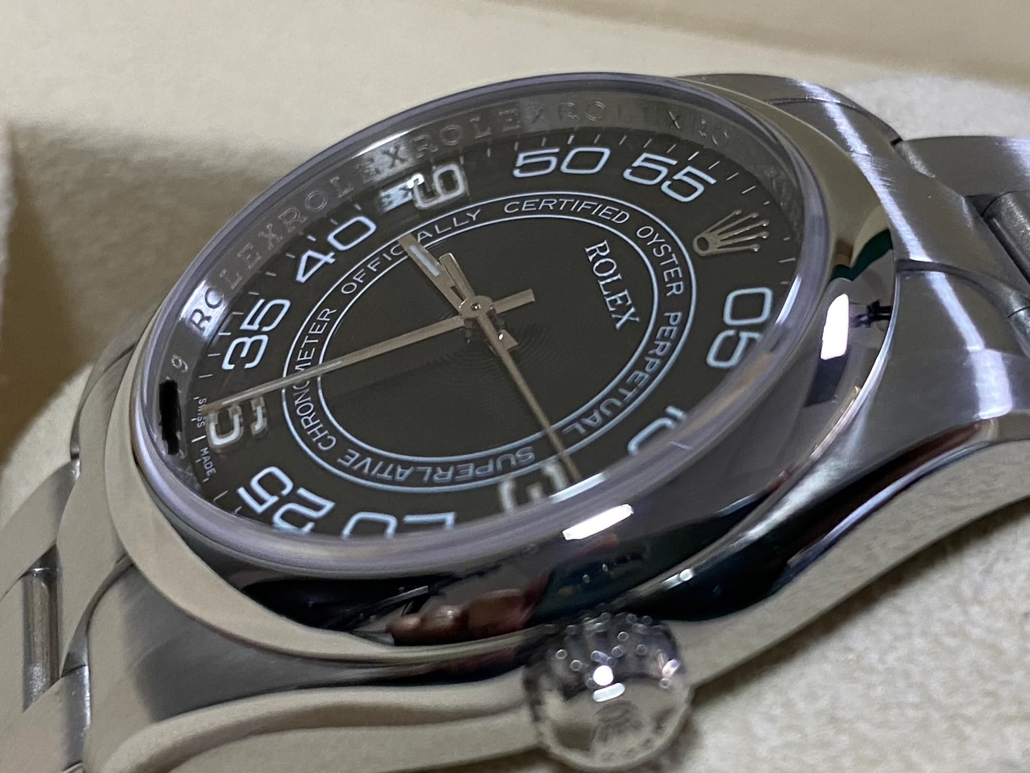 Rolex Steel Oyster Perpetual 36 - 2009 - Domed Bezel - Black Concentric Dial - 116000