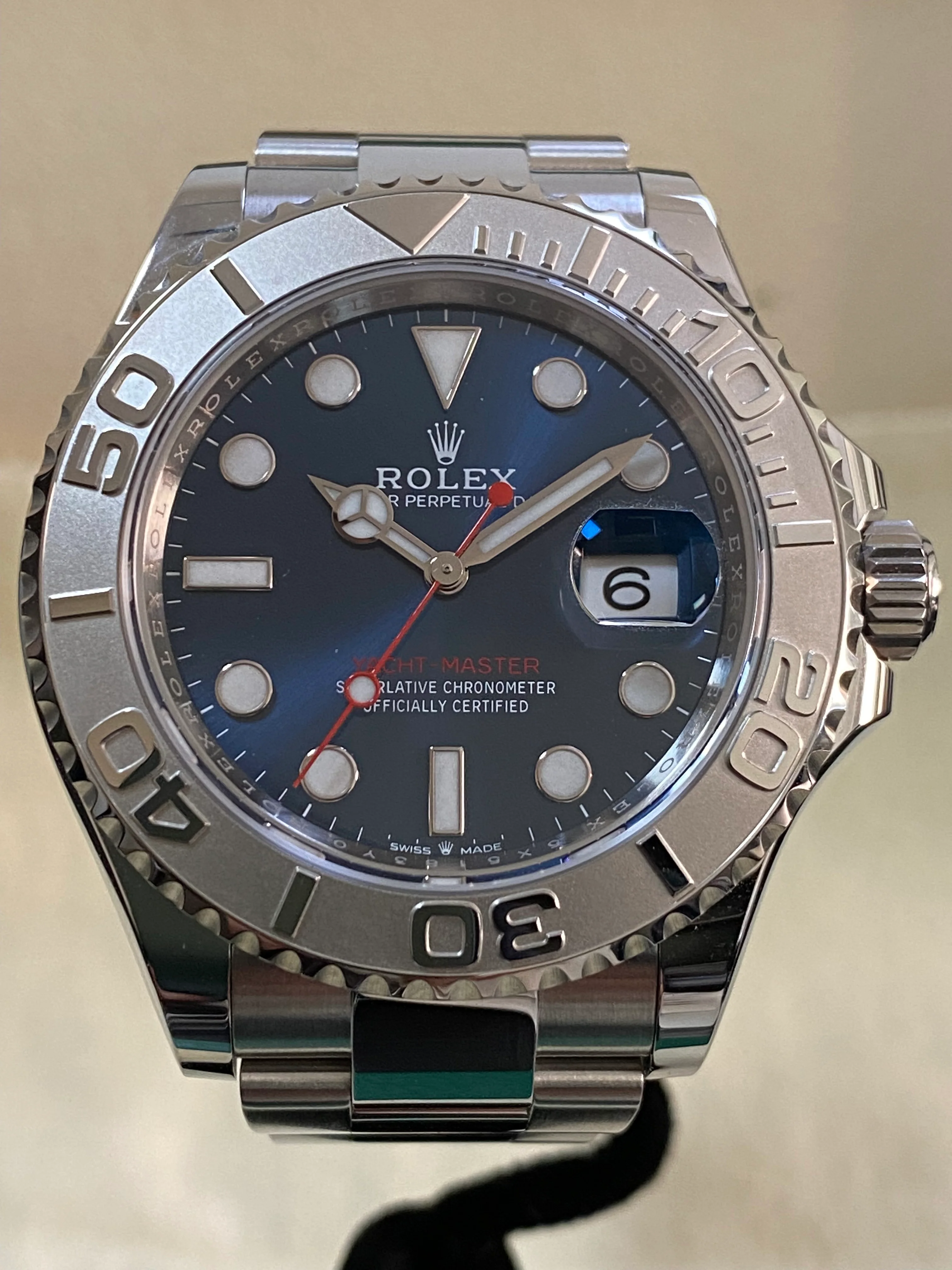 Rolex Steel and Platinum Yacht-Master 40 - 2023- Blue Dial - Platinum Bezel - 126622