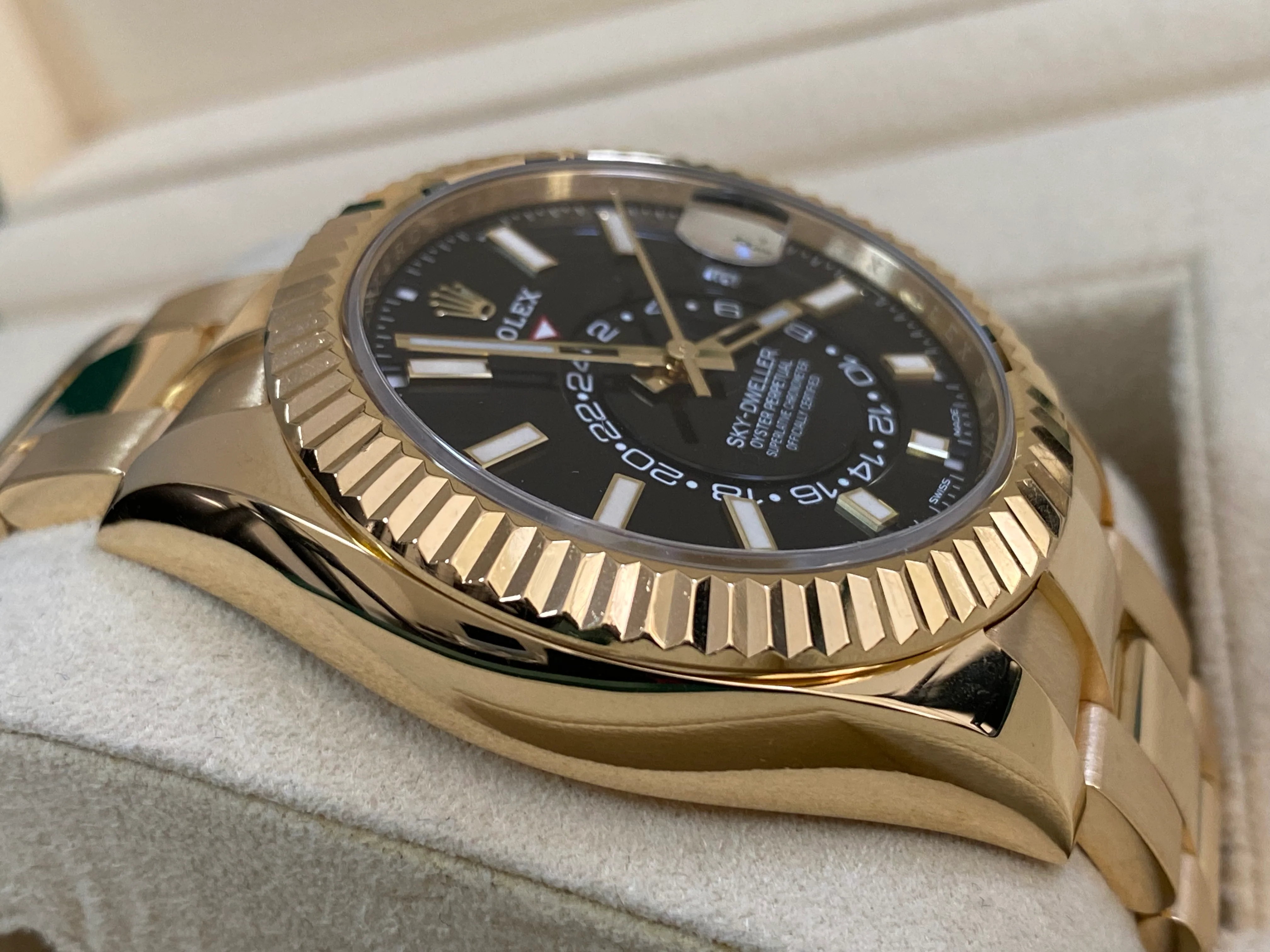 Rolex Yellow Gold Sky-Dweller - 2022 - Black Index Dial - Oyster Bracelet - 326938 *COMPLETE SET*