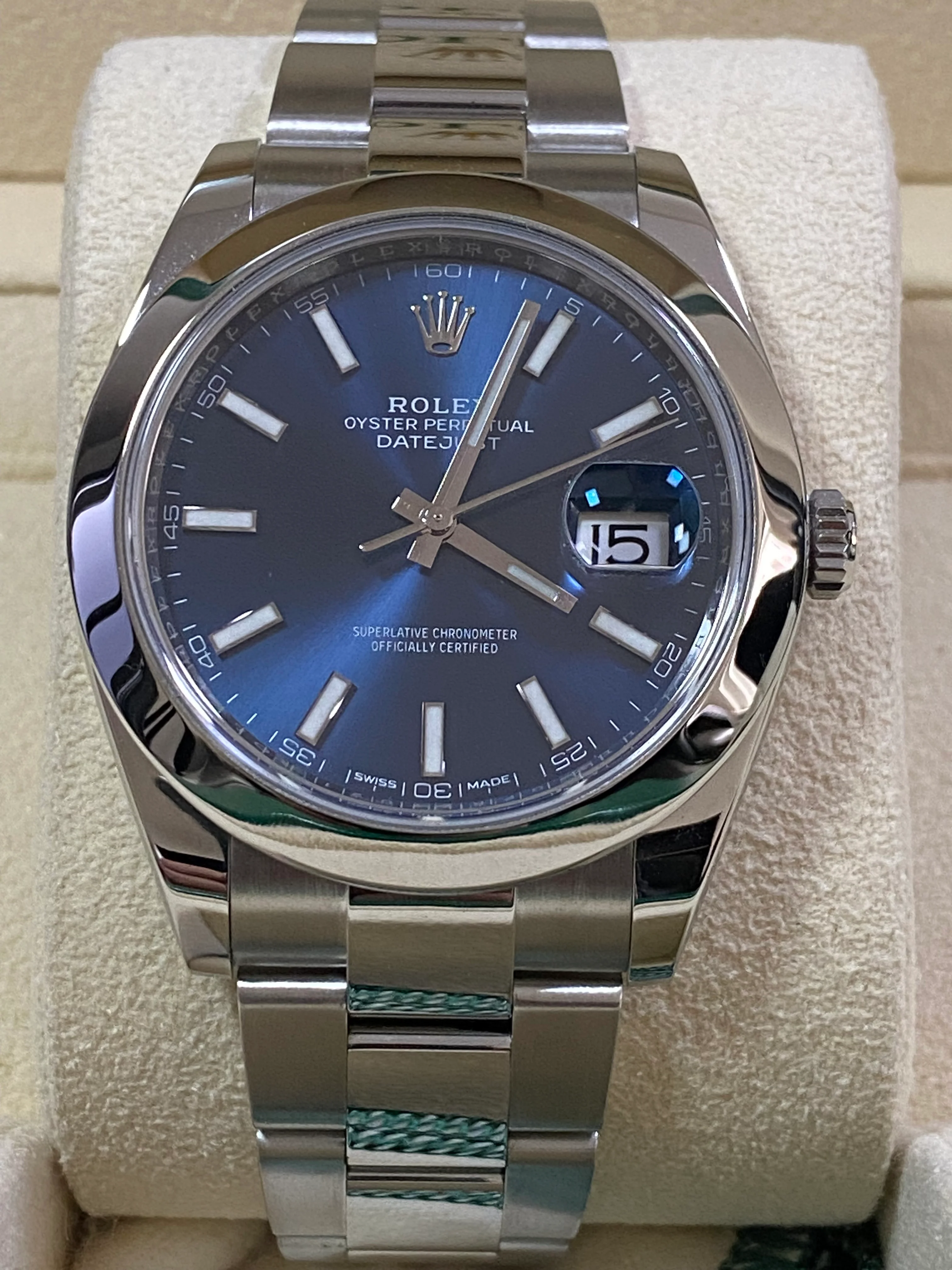 Rolex Steel Datejust 41 - 2020 - Smooth Bezel - Blue Index Dial - Oyster Bracelet - 126300