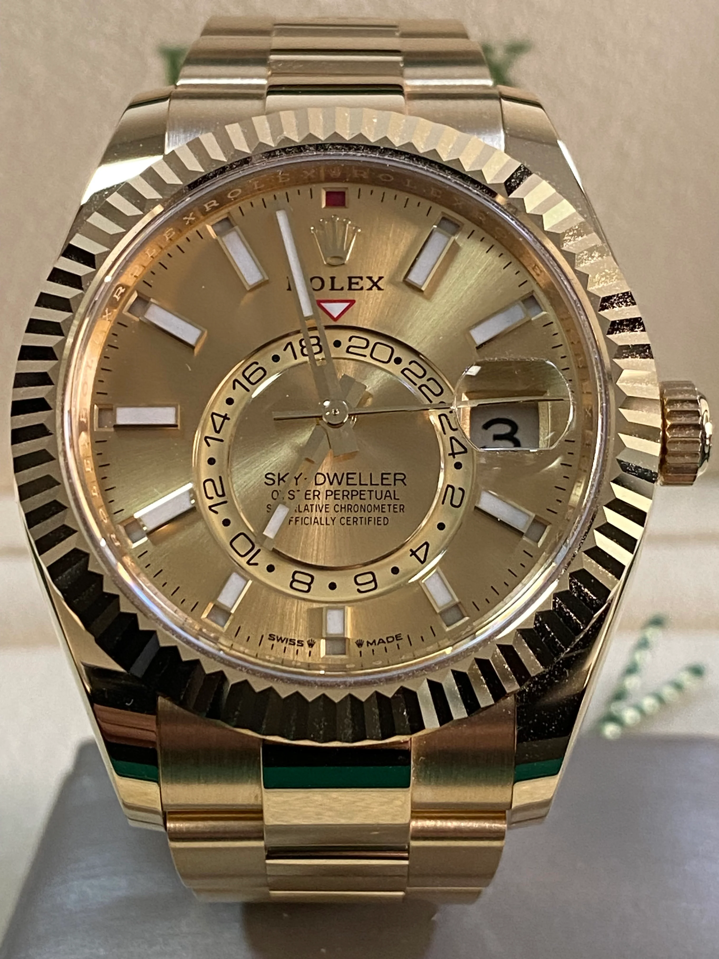 Rolex Yellow Gold Sky-Dweller - 2023 - Champagne Index Dial - Oyster Bracelet - 336938