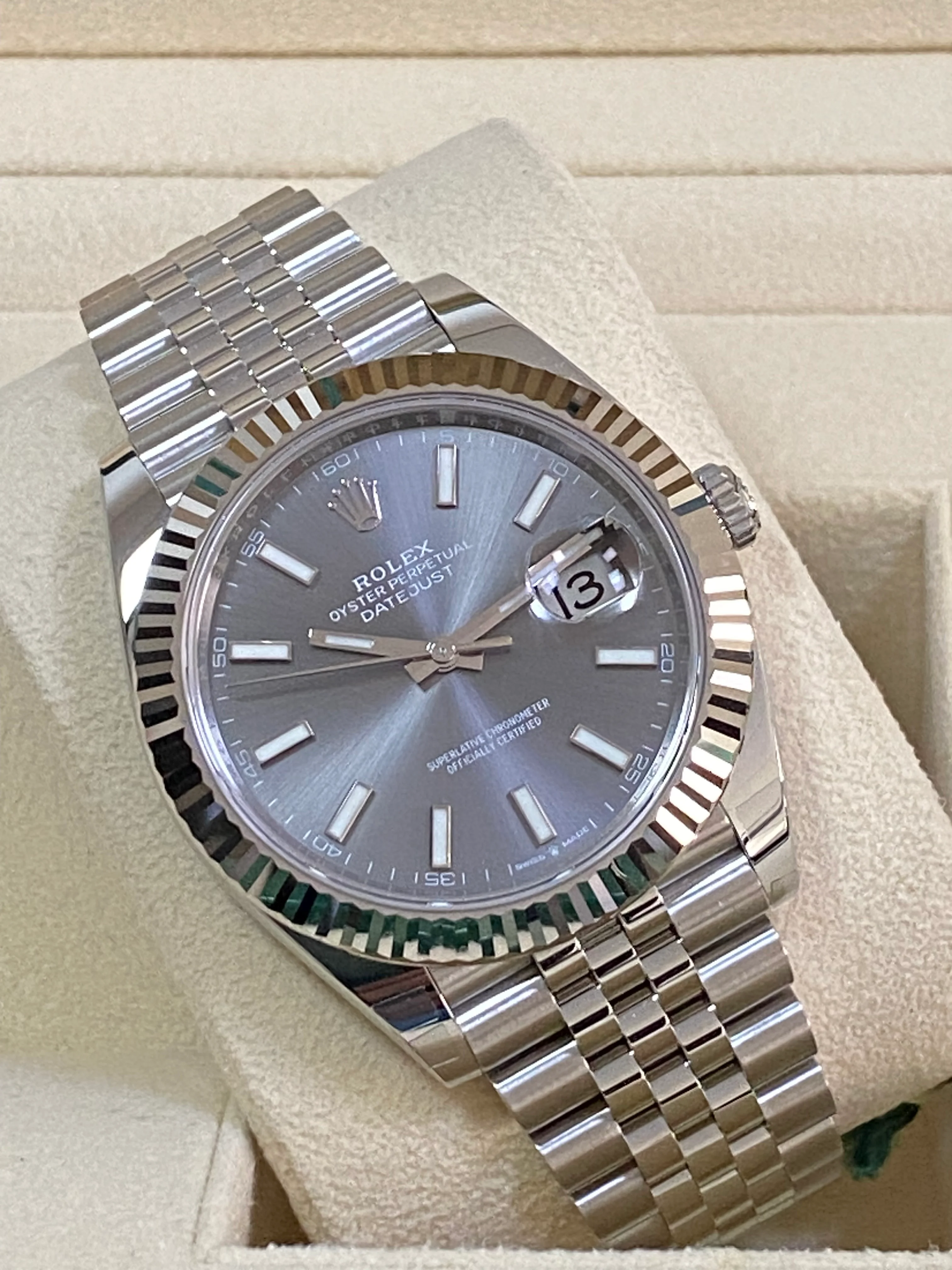 Rolex Steel and White Gold Datejust 41 - 2023 - Fluted Bezel - Rhodium Index Dial - Jubilee Bracelet - 126334