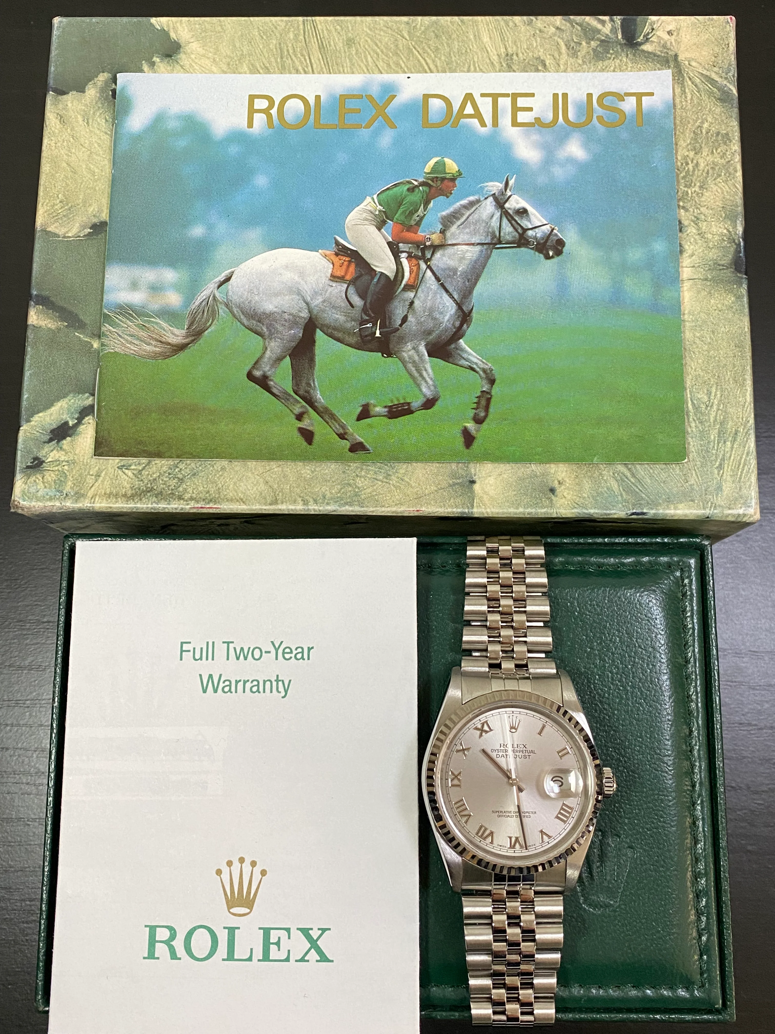 Rolex Steel Datejust 36 - Y Serial - Fluted Bezel - Rhodium Roman Dial - Jubilee Bracelet - 16234