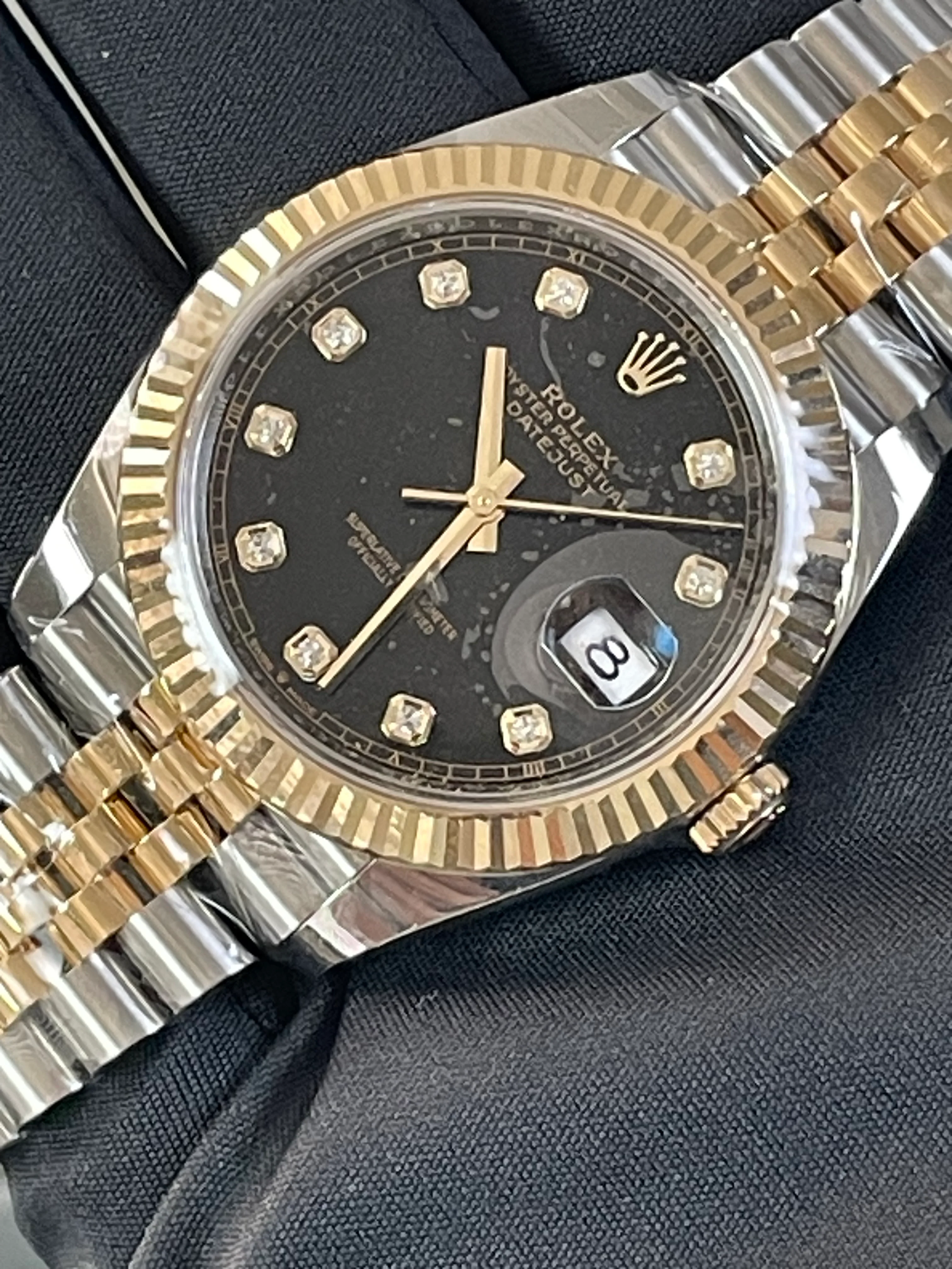 Rolex Steel and Yellow Gold Datejust 41  - 2023 - Fluted Bezel - Black Diamond Dial - Jubilee Bracelet - 126333