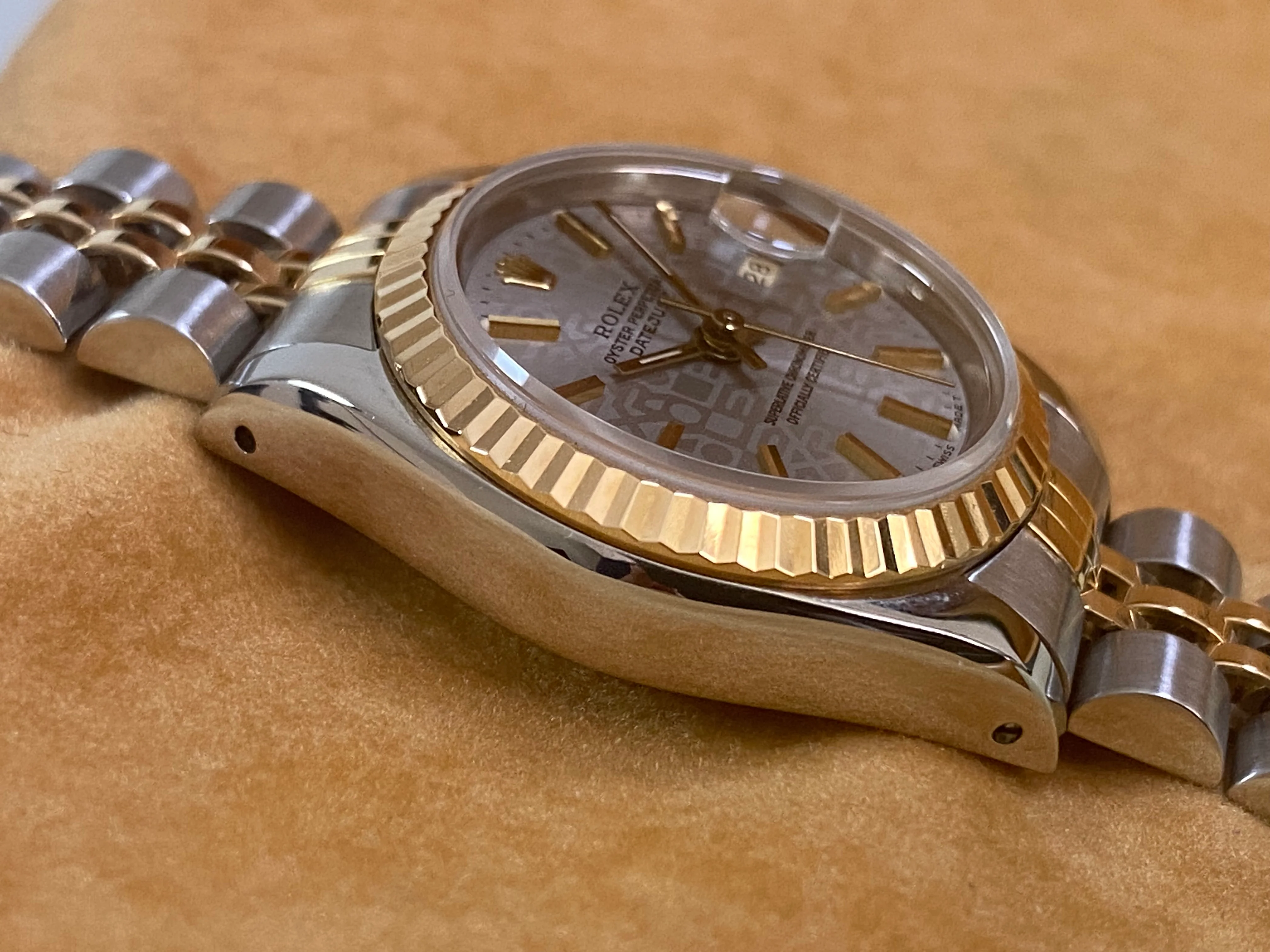 Rolex Steel and Yellow Gold Lady-Datejust - L serial - Fluted Bezel - Grey Index Dial - Jubilee Bracelet - 69173