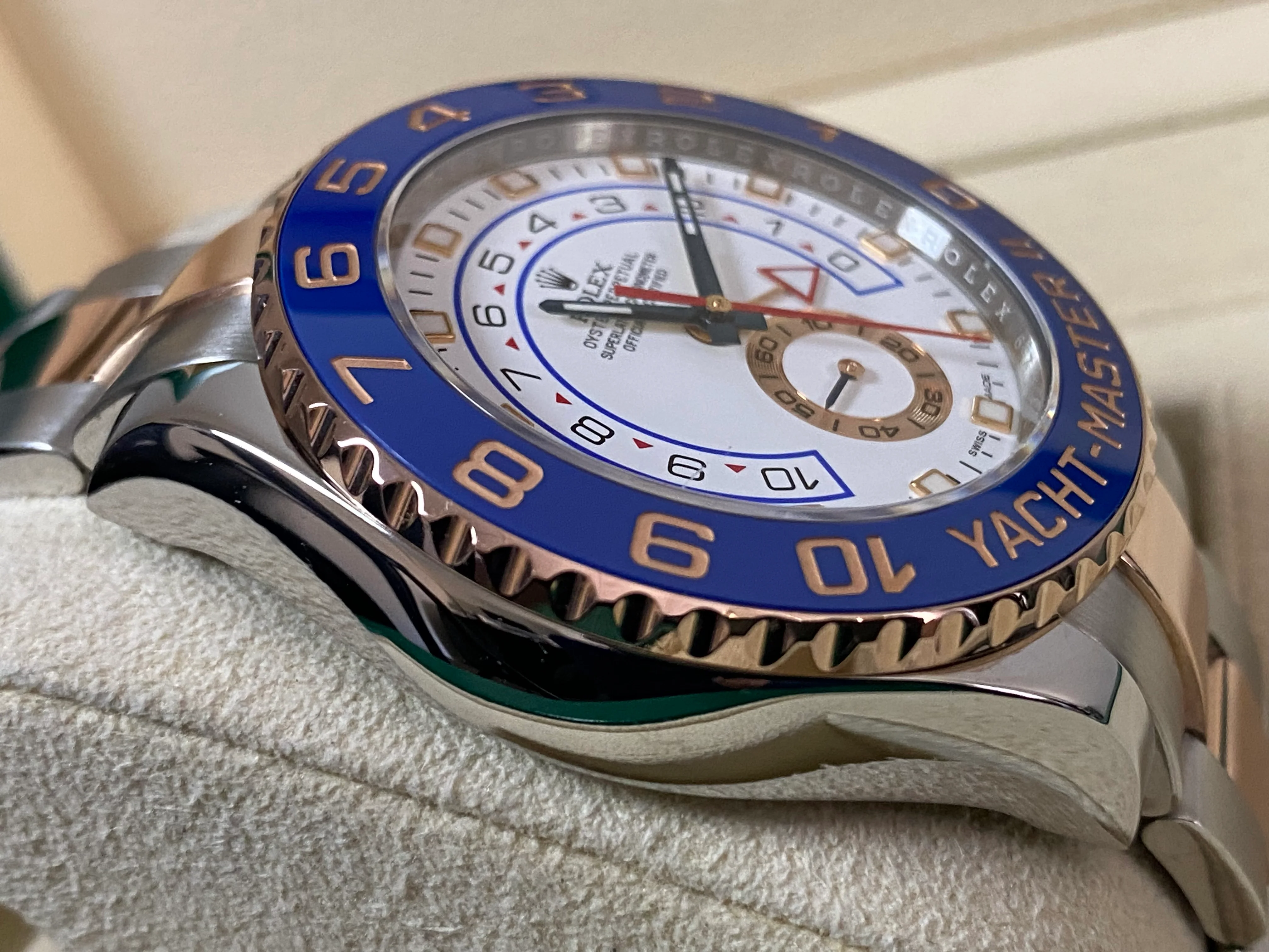 Rolex Steel and Everose Gold Yacht-Master II - 2016 - Ceramic Blue Bezel - White Dial - 116681 *FULL SET*