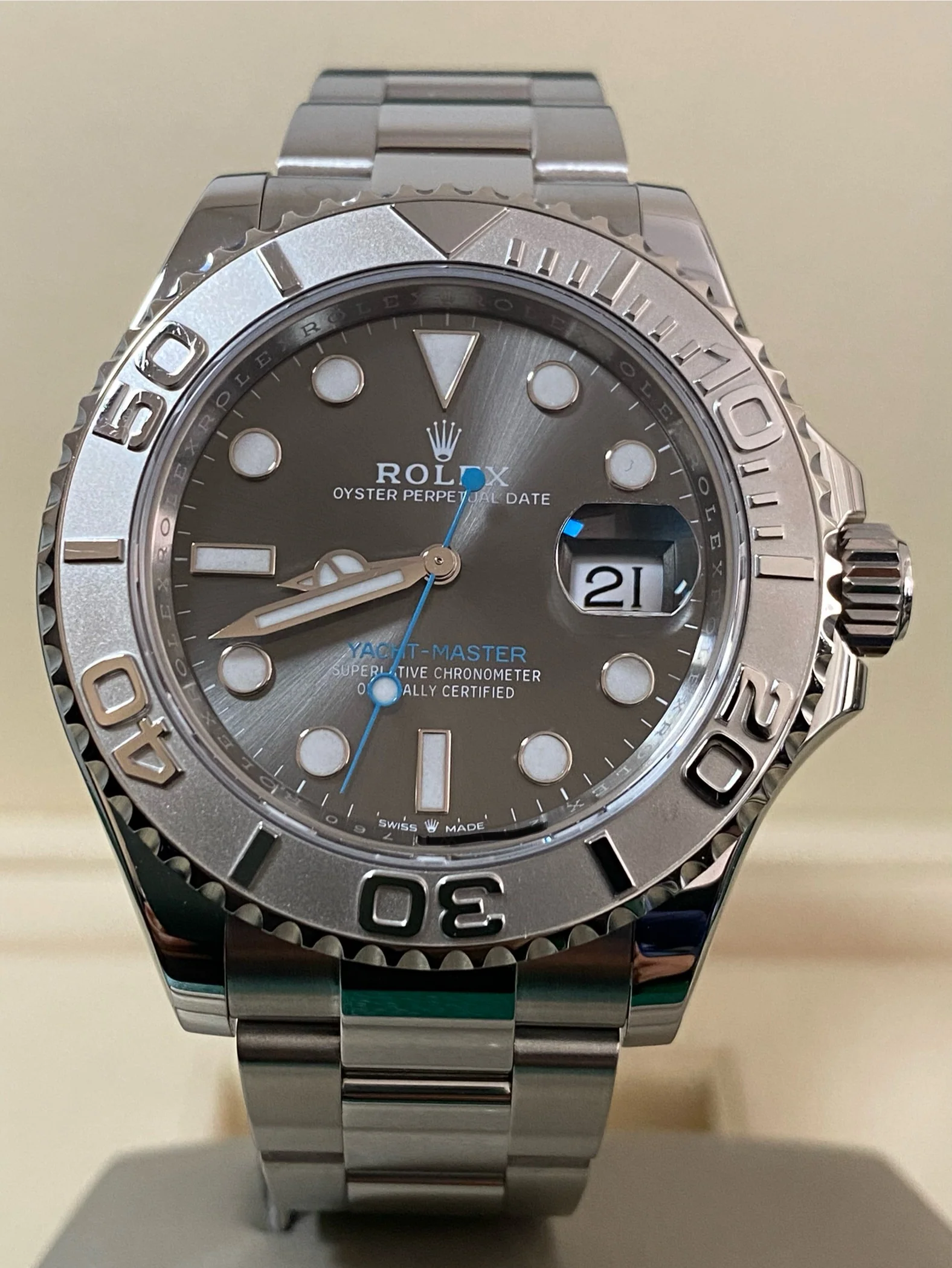 Rolex Steel and Platinum Yacht-Master 40 - 2024- Grey Dial - Platinum Bezel - 126622 *FULL SET*