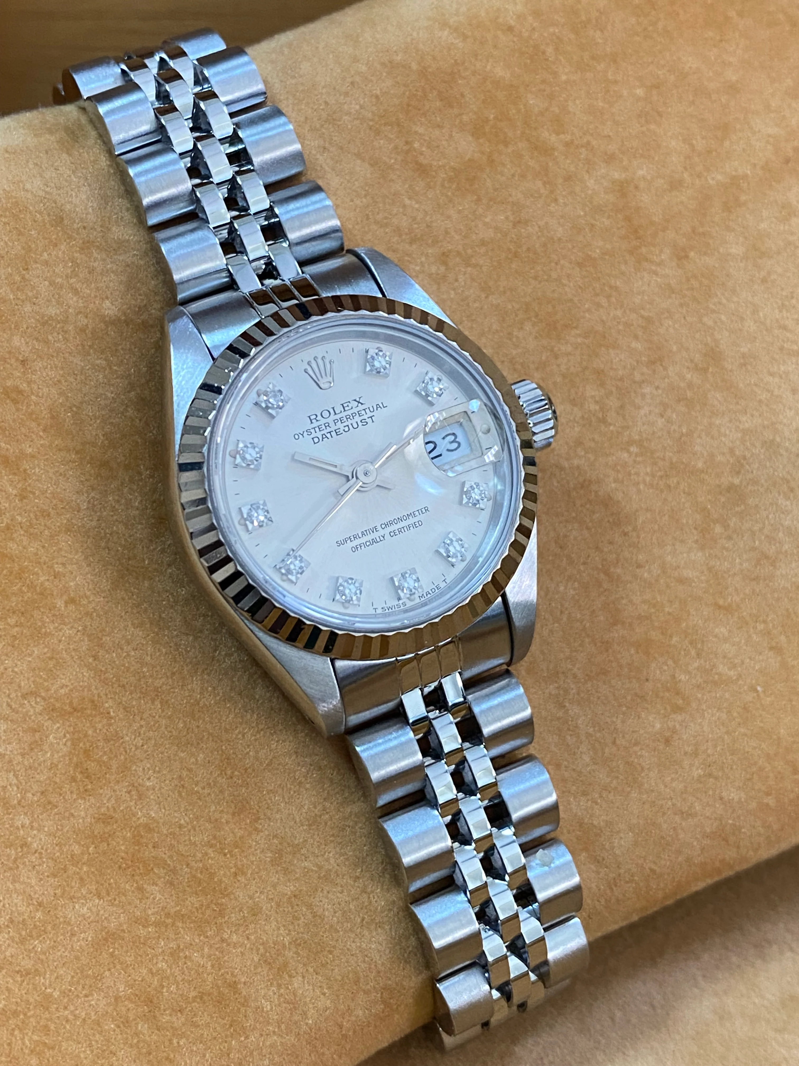 Rolex Steel Lady-Datejust - E serial- Fluted Bezel - Factory Diamond Dial - Jubilee Bracelet - 69174