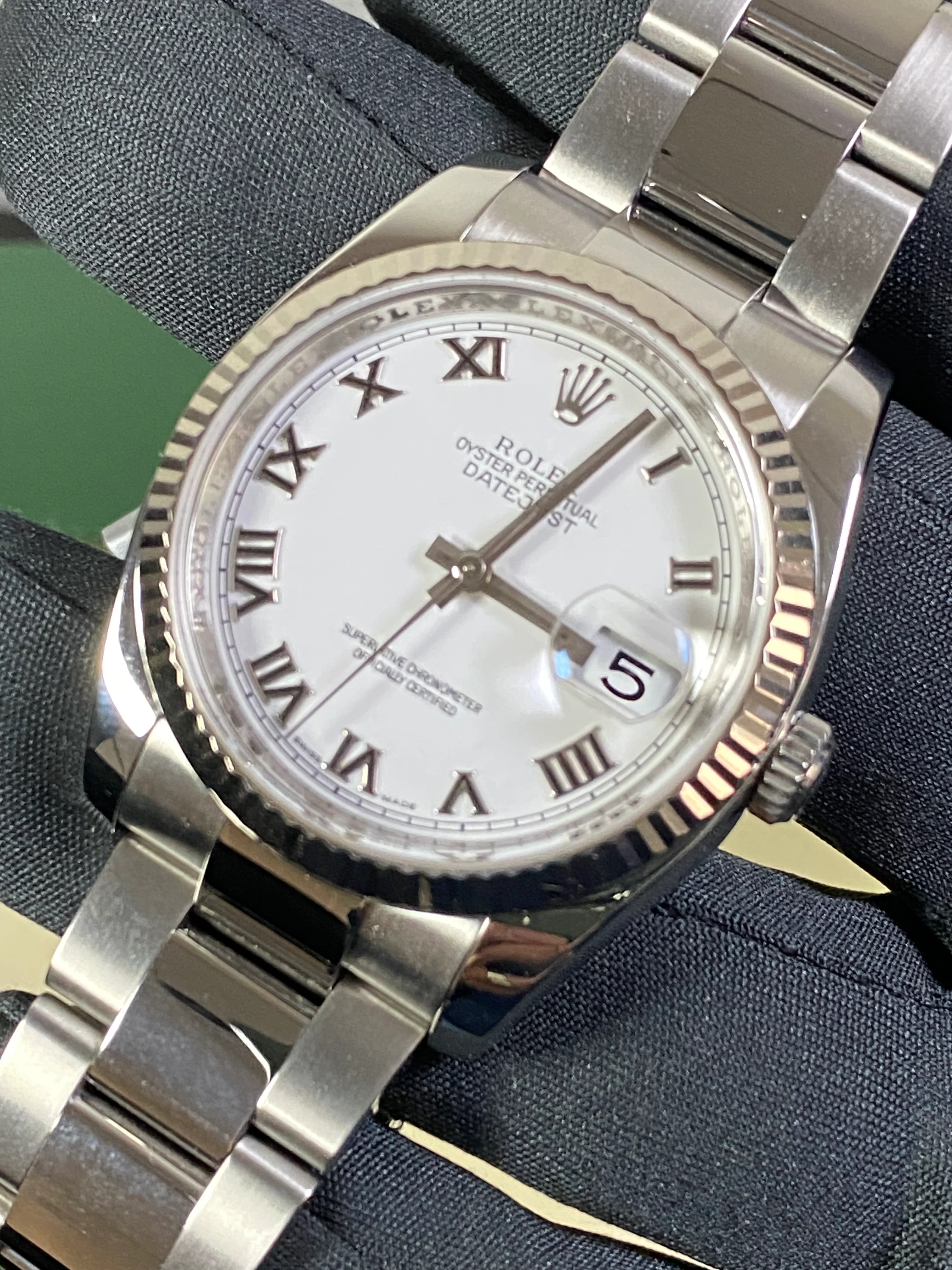 Rolex Steel Datejust 36 - Fluted Bezel - White Roman Dial - Oyster Bracelet - 116234