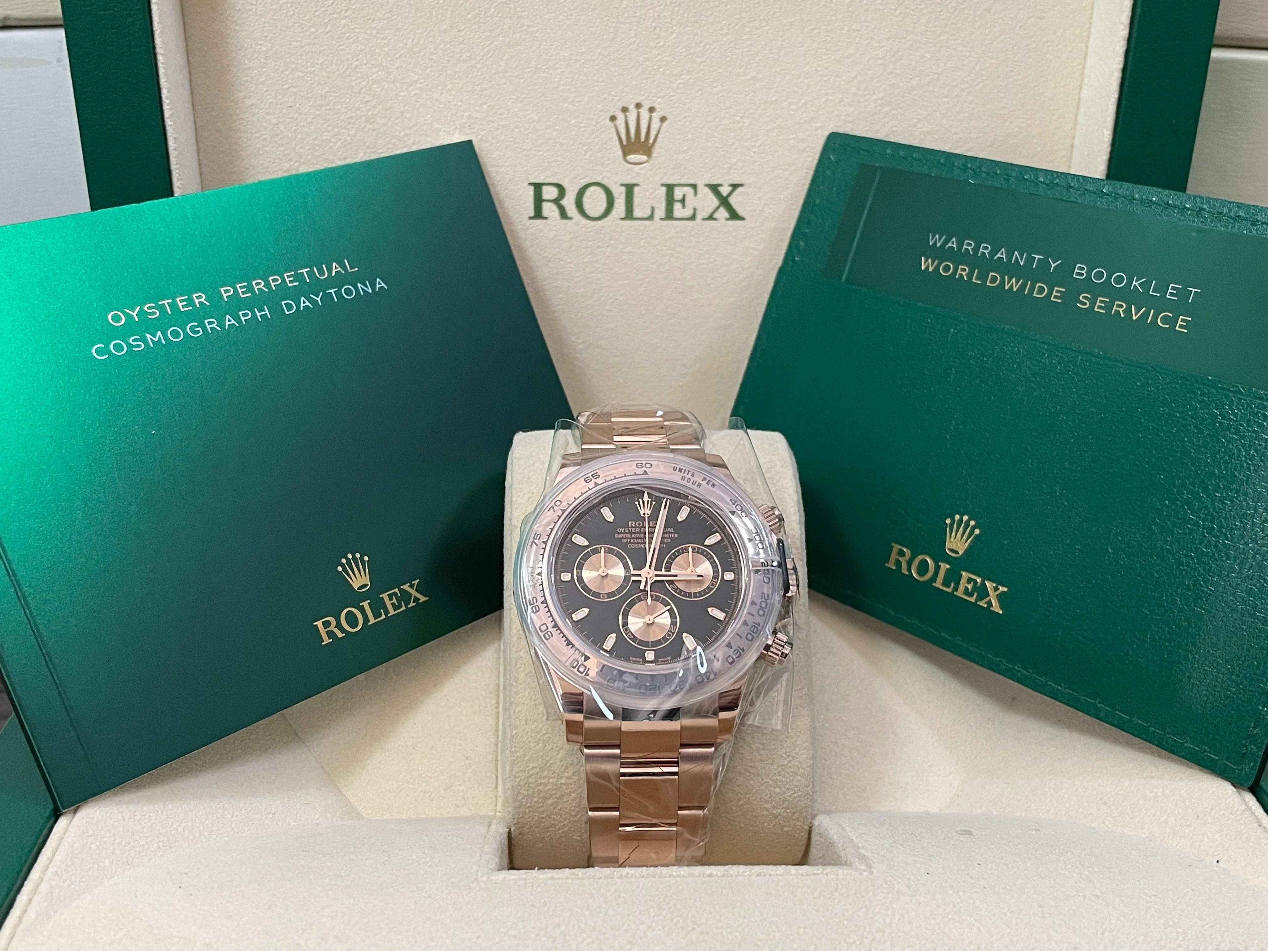 Rolex Everose Gold Cosmograph Daytona - 2023 - Black and Pink Dial - 116505