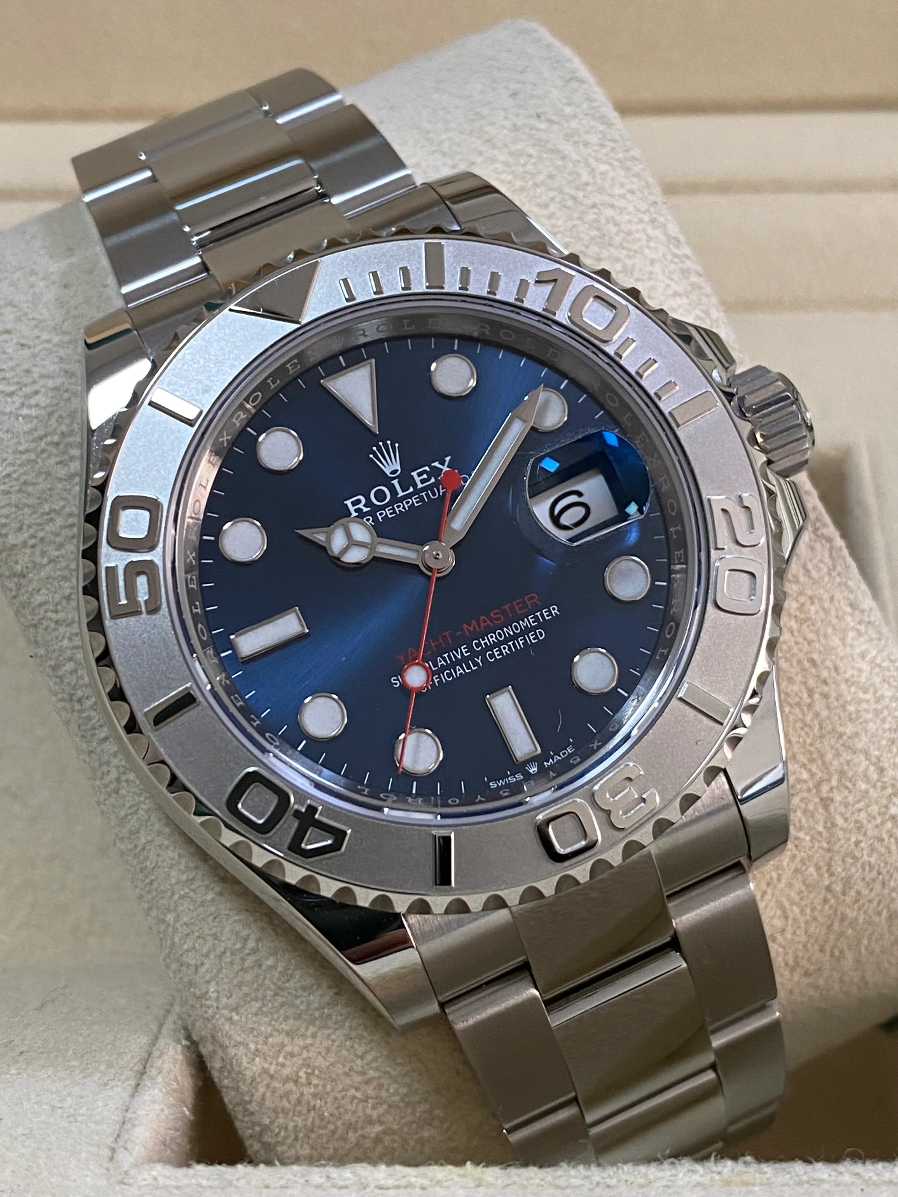 Rolex Steel and Platinum Yacht-Master 40 - 2023- Blue Dial - Platinum Bezel - 126622