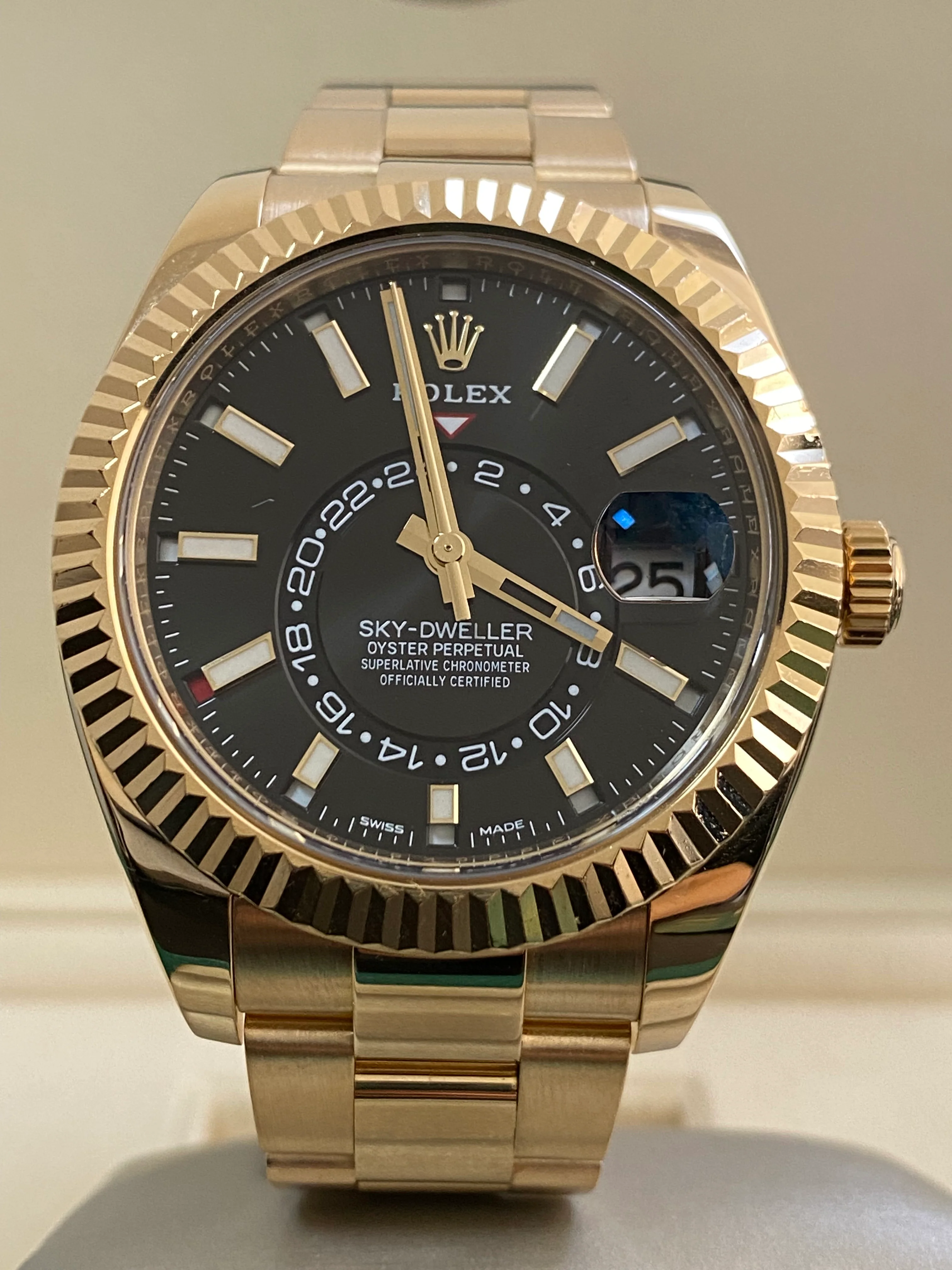 Rolex Yellow Gold Sky-Dweller - 2022 - Black Index Dial - Oyster Bracelet - 326938 *COMPLETE SET*