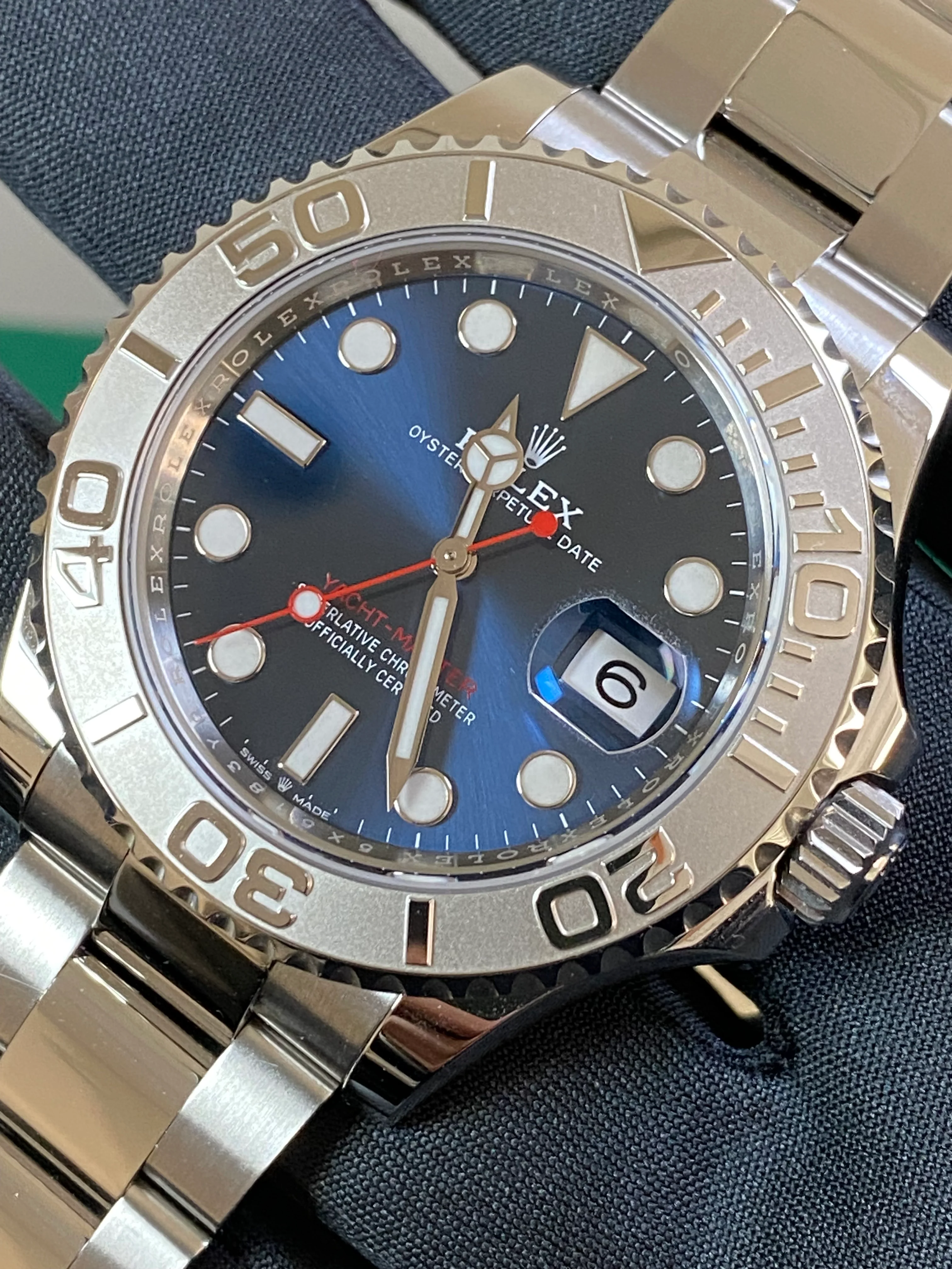 Rolex Steel and Platinum Yacht-Master 40 - 2023- Blue Dial - Platinum Bezel - 126622