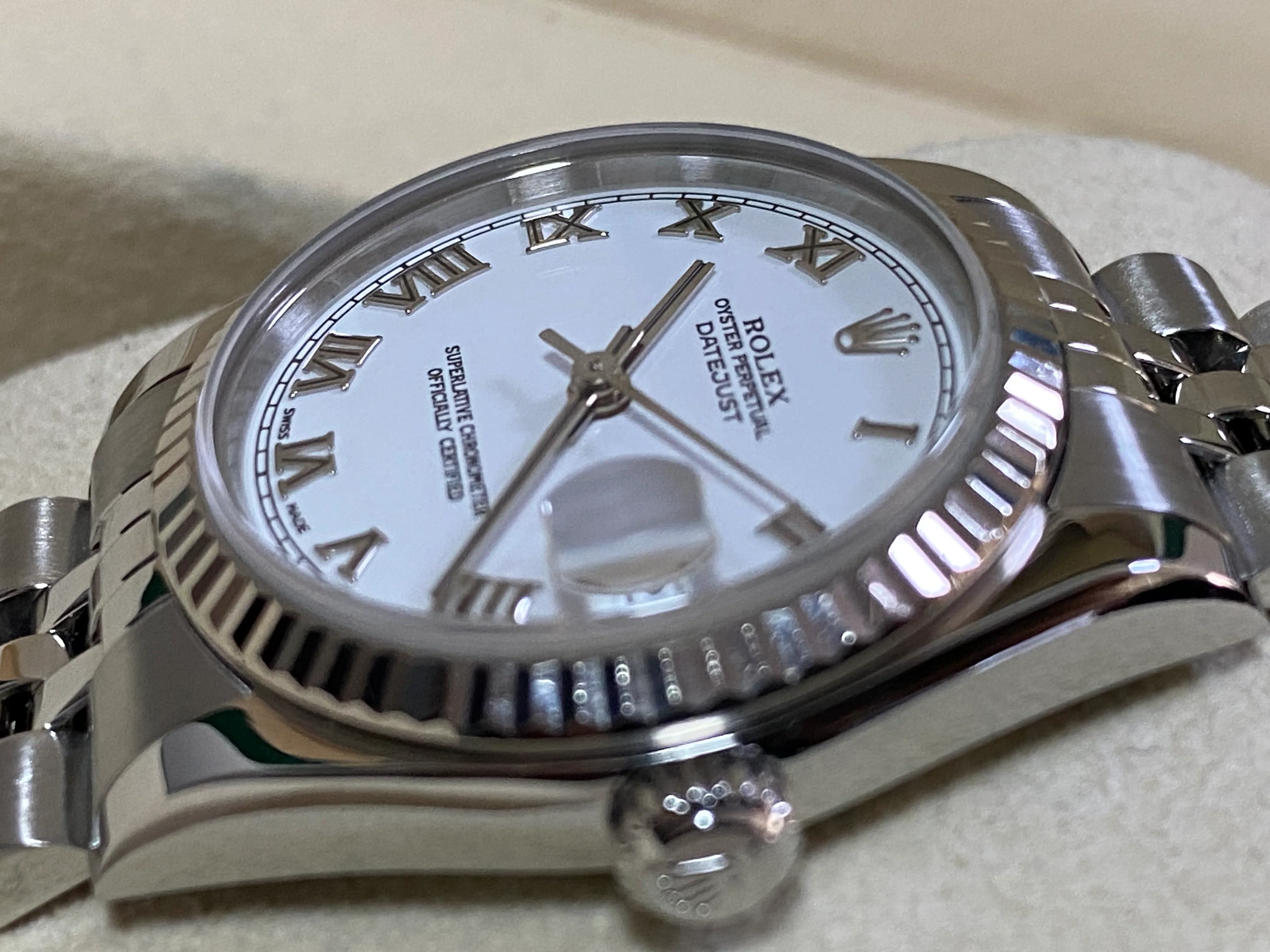 Rolex Steel White Gold Datejust 31 - F Serial - Fluted Bezel - White Roman Dial - Jubilee Bracelet - 78274