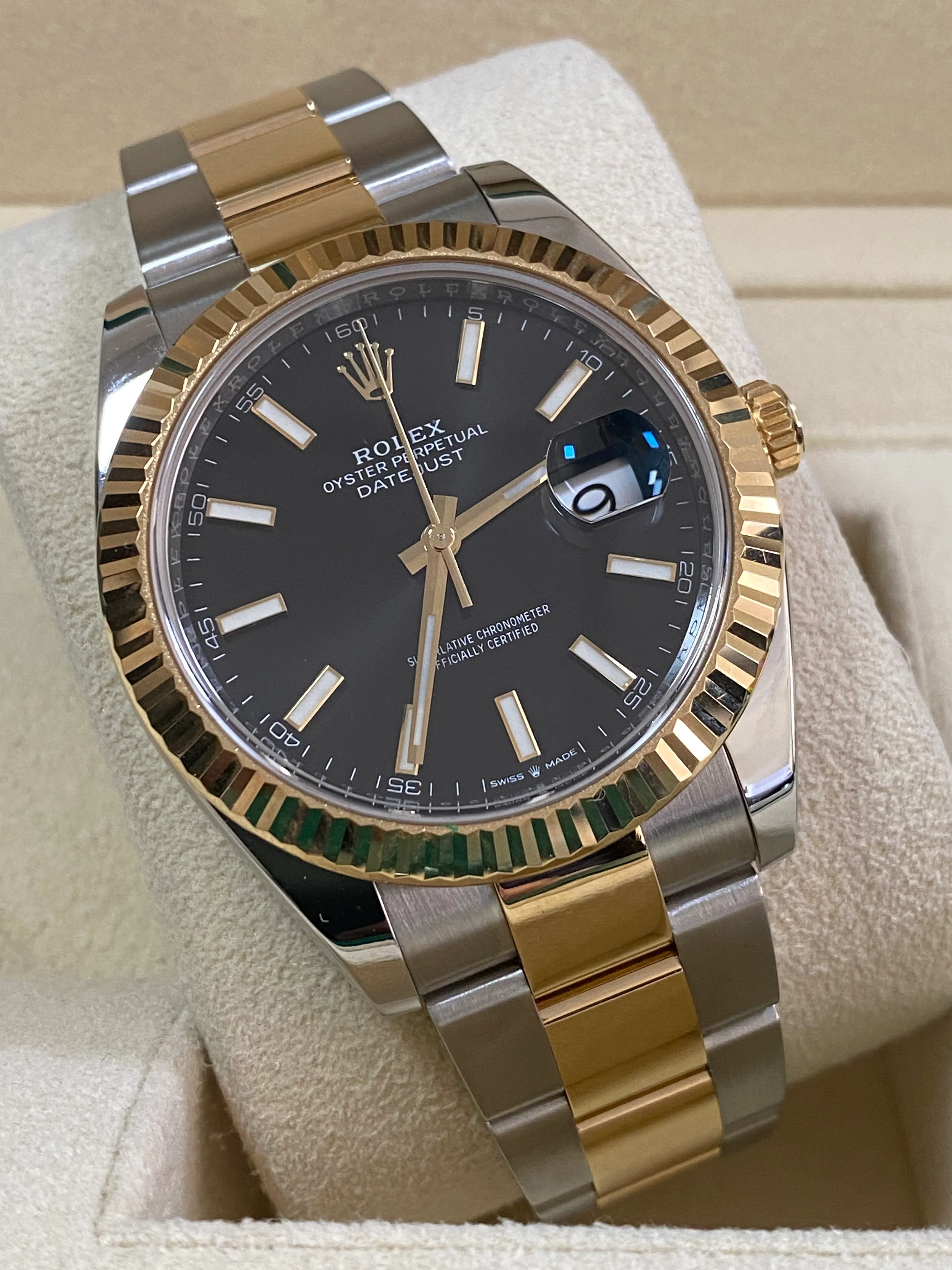 Rolex Steel and Yellow Gold Datejust 41 - 2021 - Fluted Bezel - Black Index Dial - Oyster Bracelet - 126333