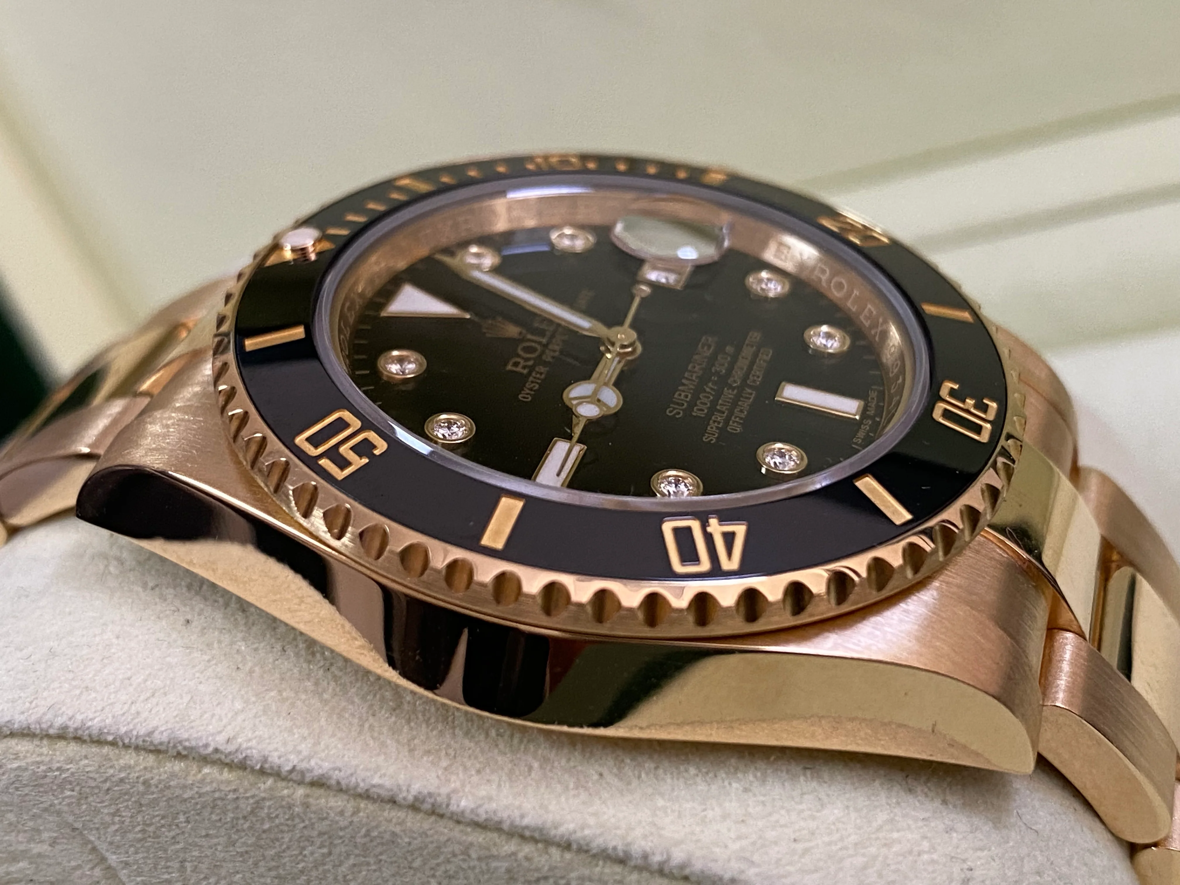 Rolex Yellow Gold Submariner Date - 2014 - Black Bezel - Diamond Dial - 116618LN *FULL SET*