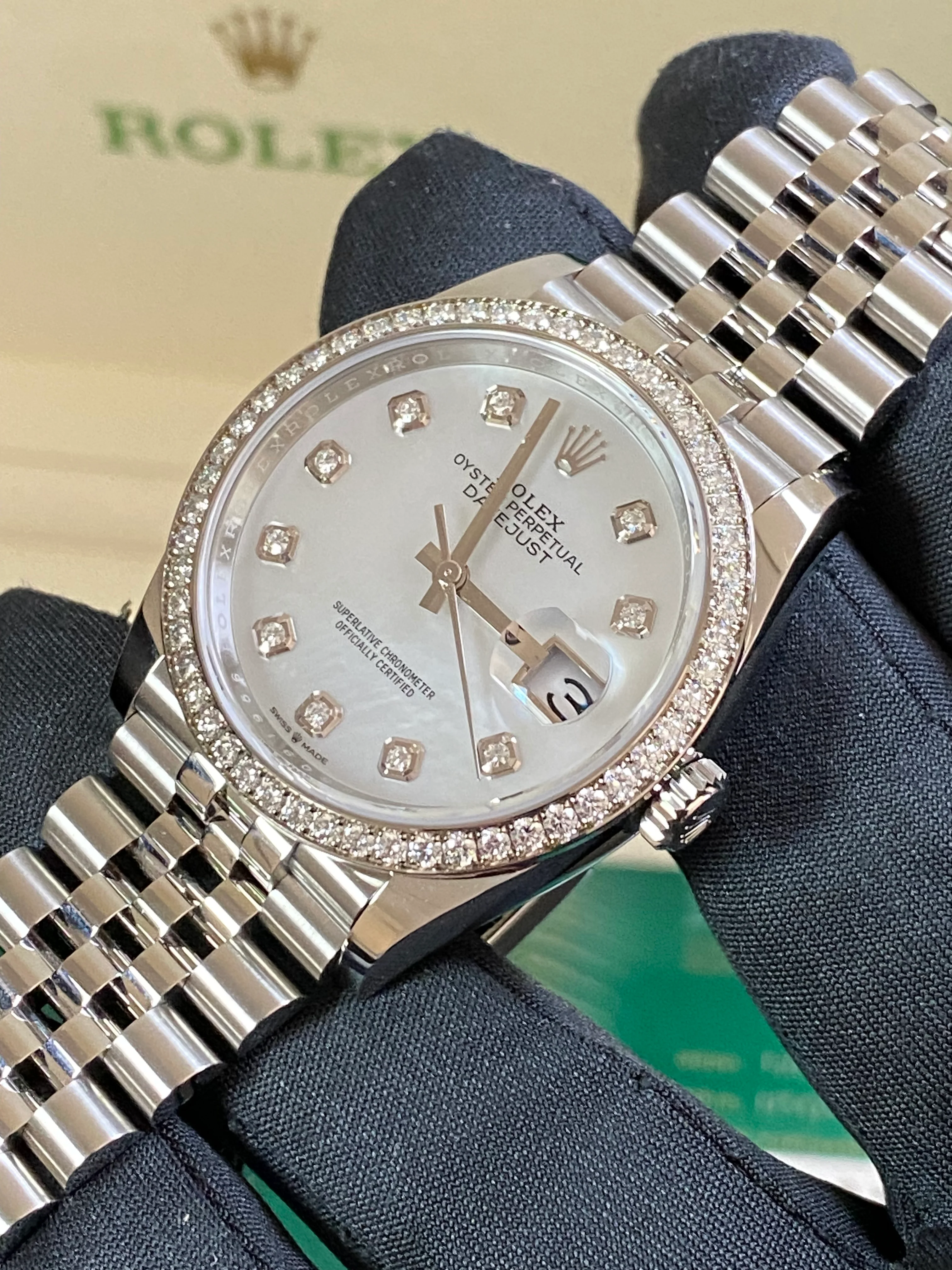 Rolex Steel Datejust 36 - 2024 - Diamond Bezel - Mother-of-Pearl Diamond Dial - Jubilee Bracelet - 126284RBR