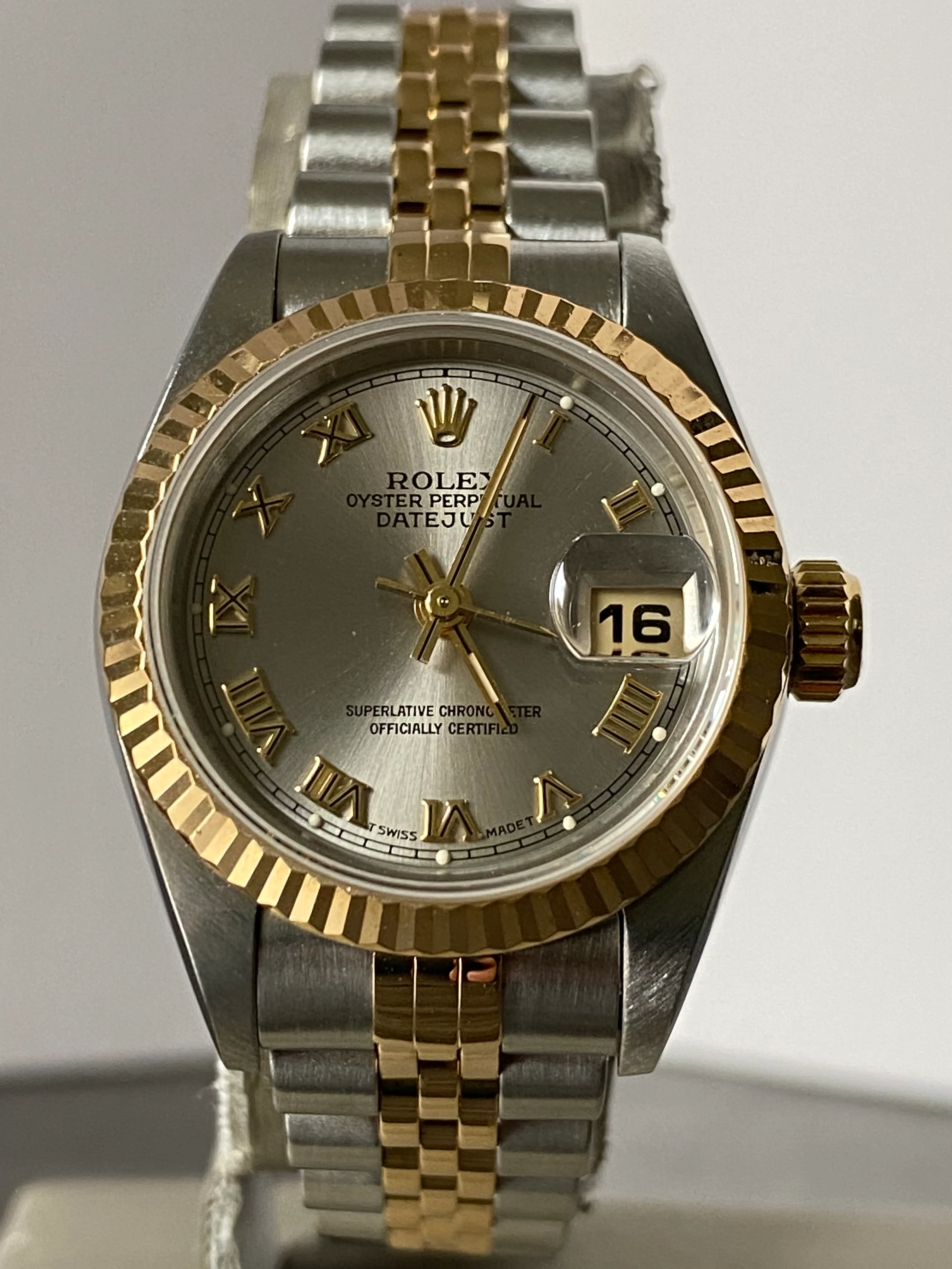 Rolex Two Tone Lady-Datejust - T Serial- Fluted Bezel - Silver Roman Dial - Jubilee Bracelet - 69173
