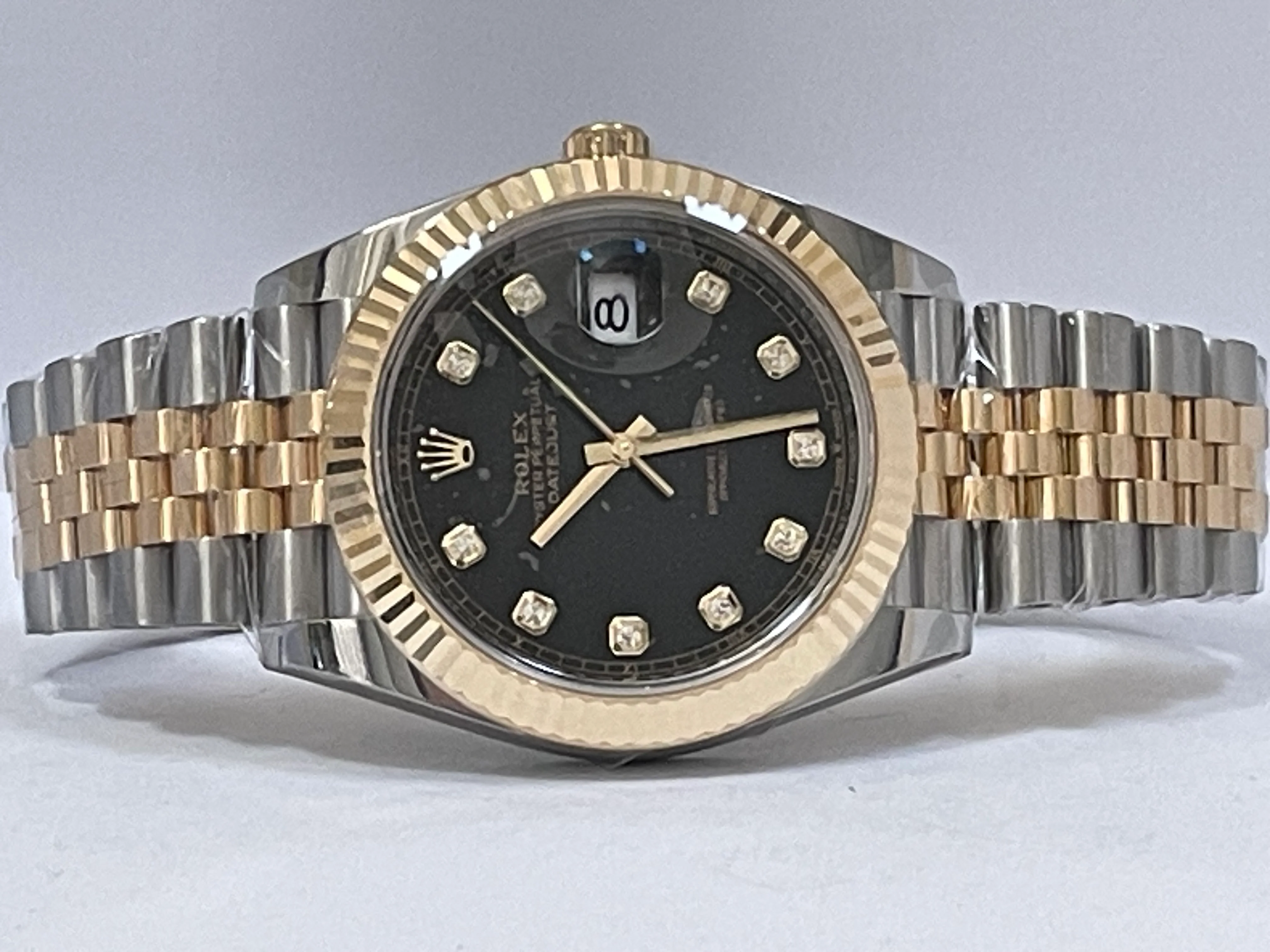 Rolex Steel and Yellow Gold Datejust 41  - 2023 - Fluted Bezel - Black Diamond Dial - Jubilee Bracelet - 126333