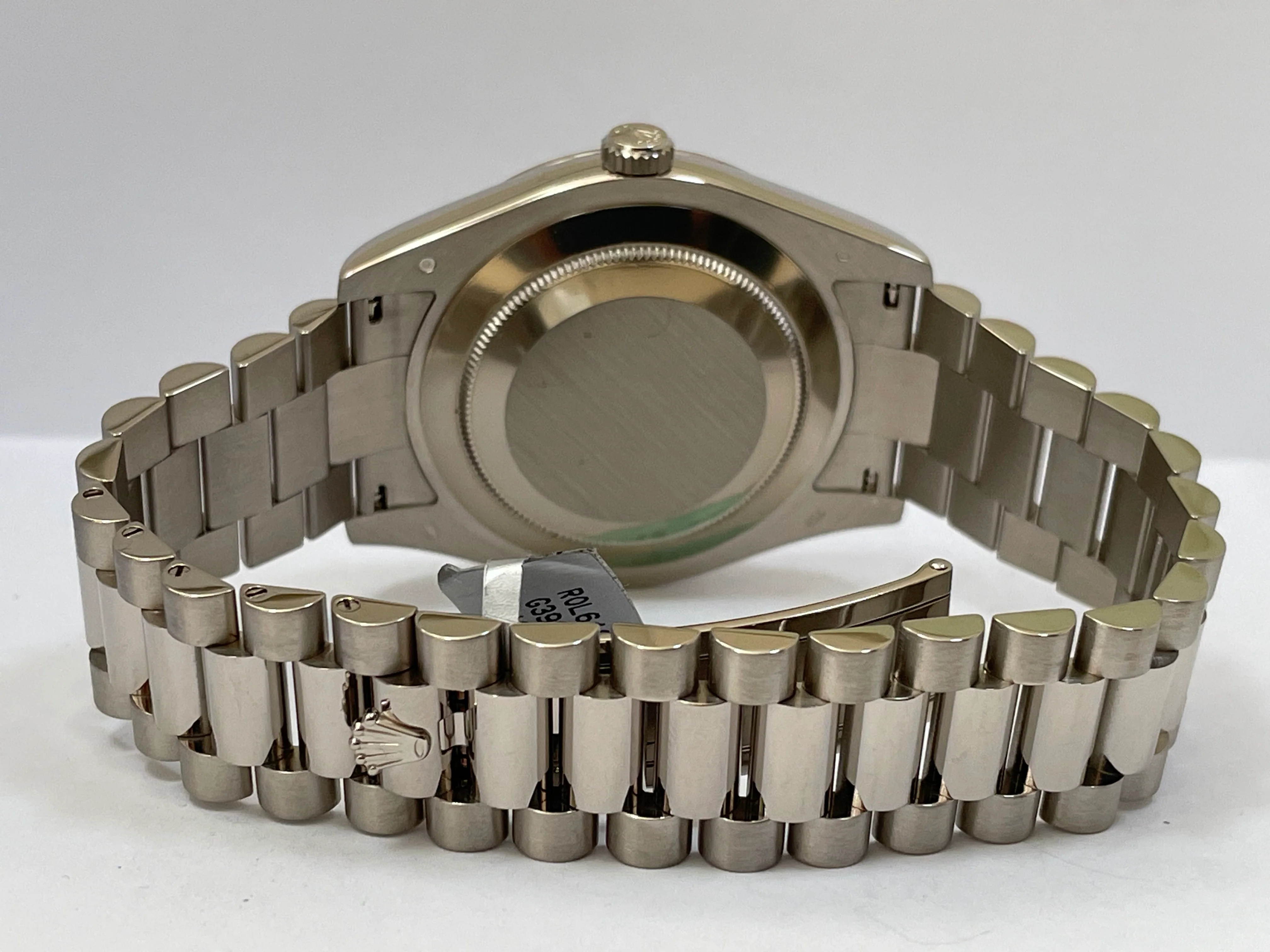 Rolex White Gold Day-Date II - 2017 - Fluted Bezel - Black Concentric Dial - President Bracelet - 218239