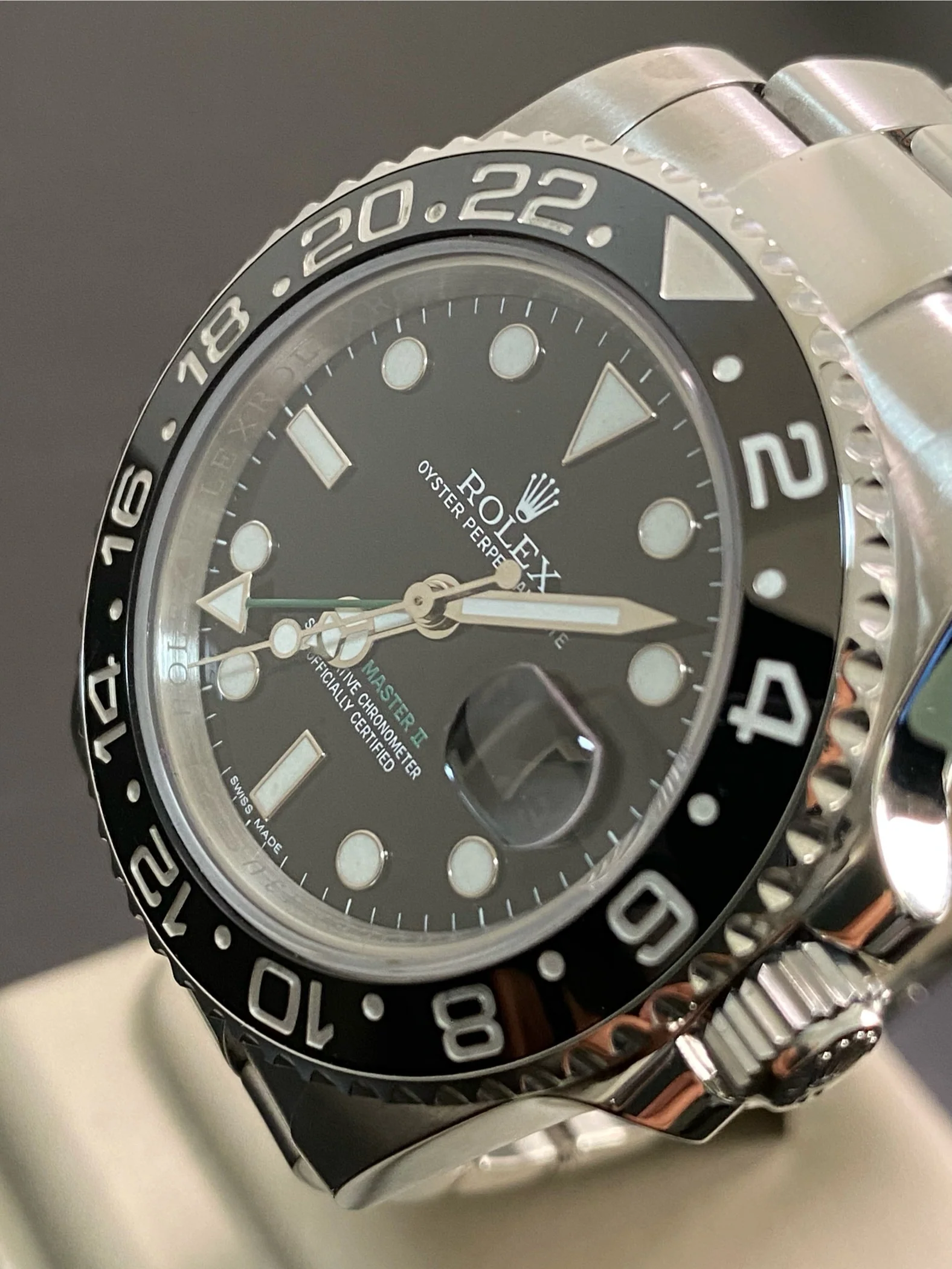 Rolex Steel GMT-Master II - 2017 - Black Bezel - Black Dial Green Arrow Hand- Oyster Bracelet - 116710LN *FULL SET*