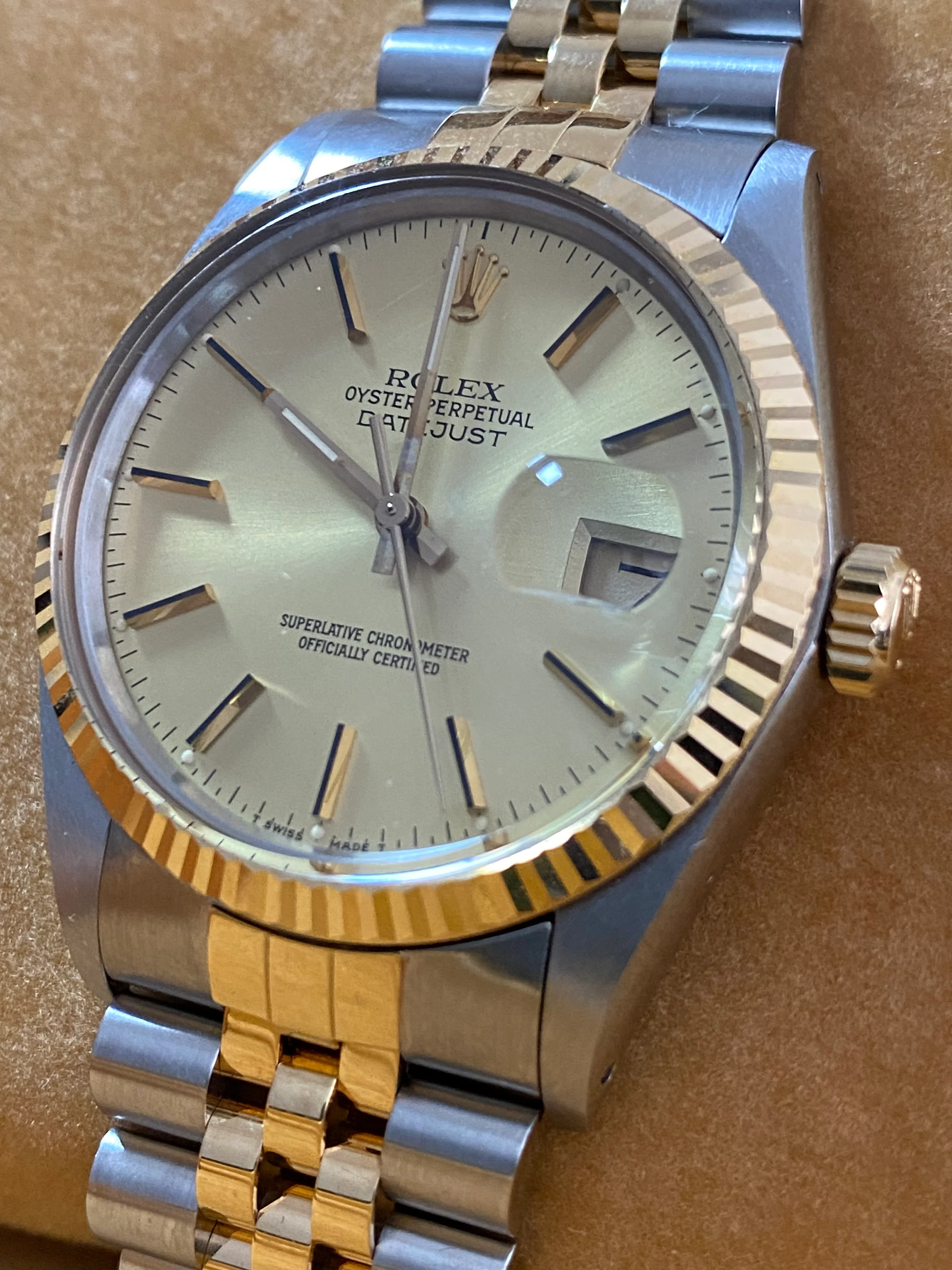 Rolex Steel and Yellow Gold Datejust 36 - 1987 - Fluted Bezel - Champagne Index Dial - Jubilee Bracelet - 16013 *UNPOLISHED*