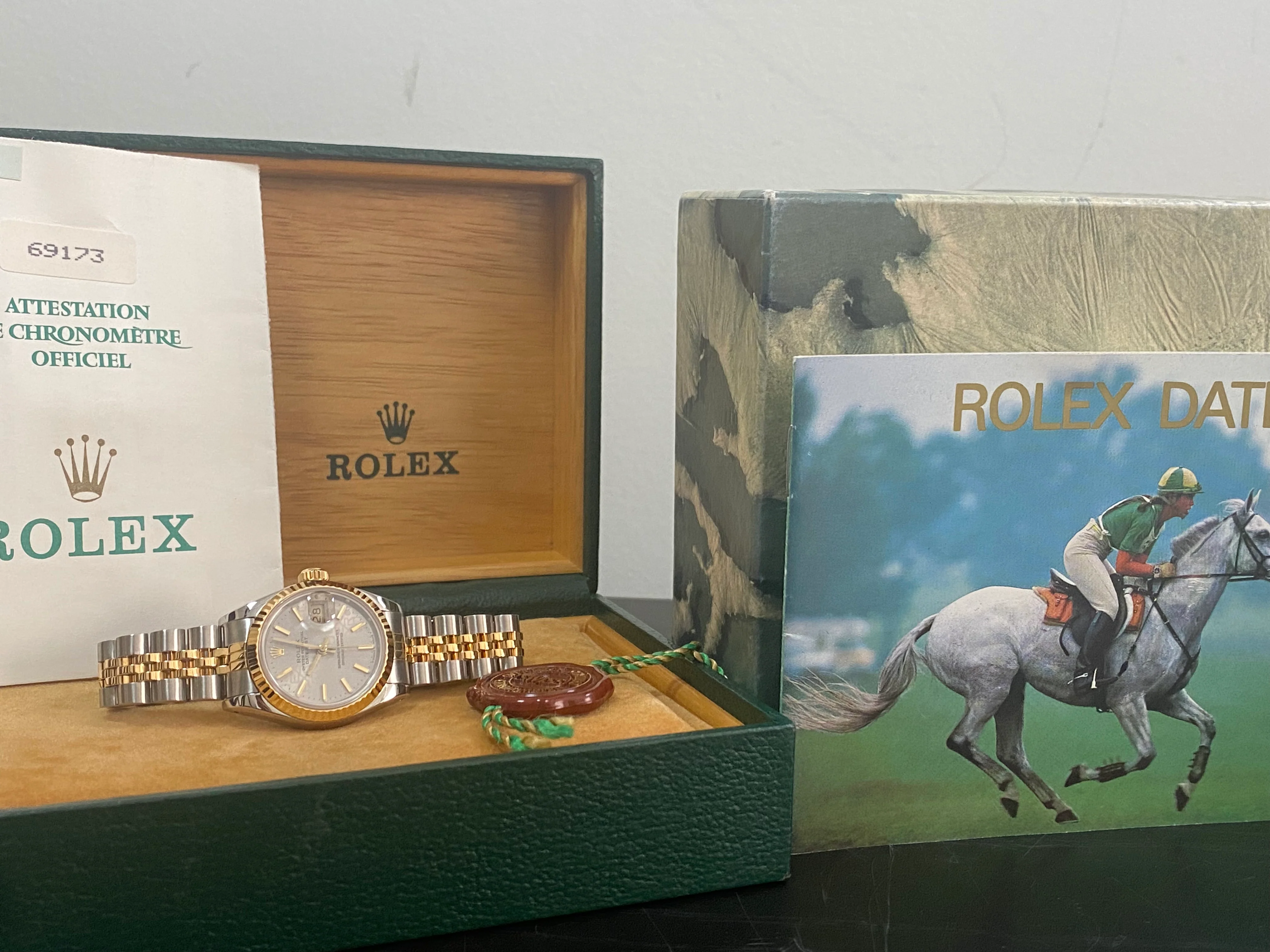 Rolex Steel and Yellow Gold Lady-Datejust - L serial - Fluted Bezel - Grey Index Dial - Jubilee Bracelet - 69173