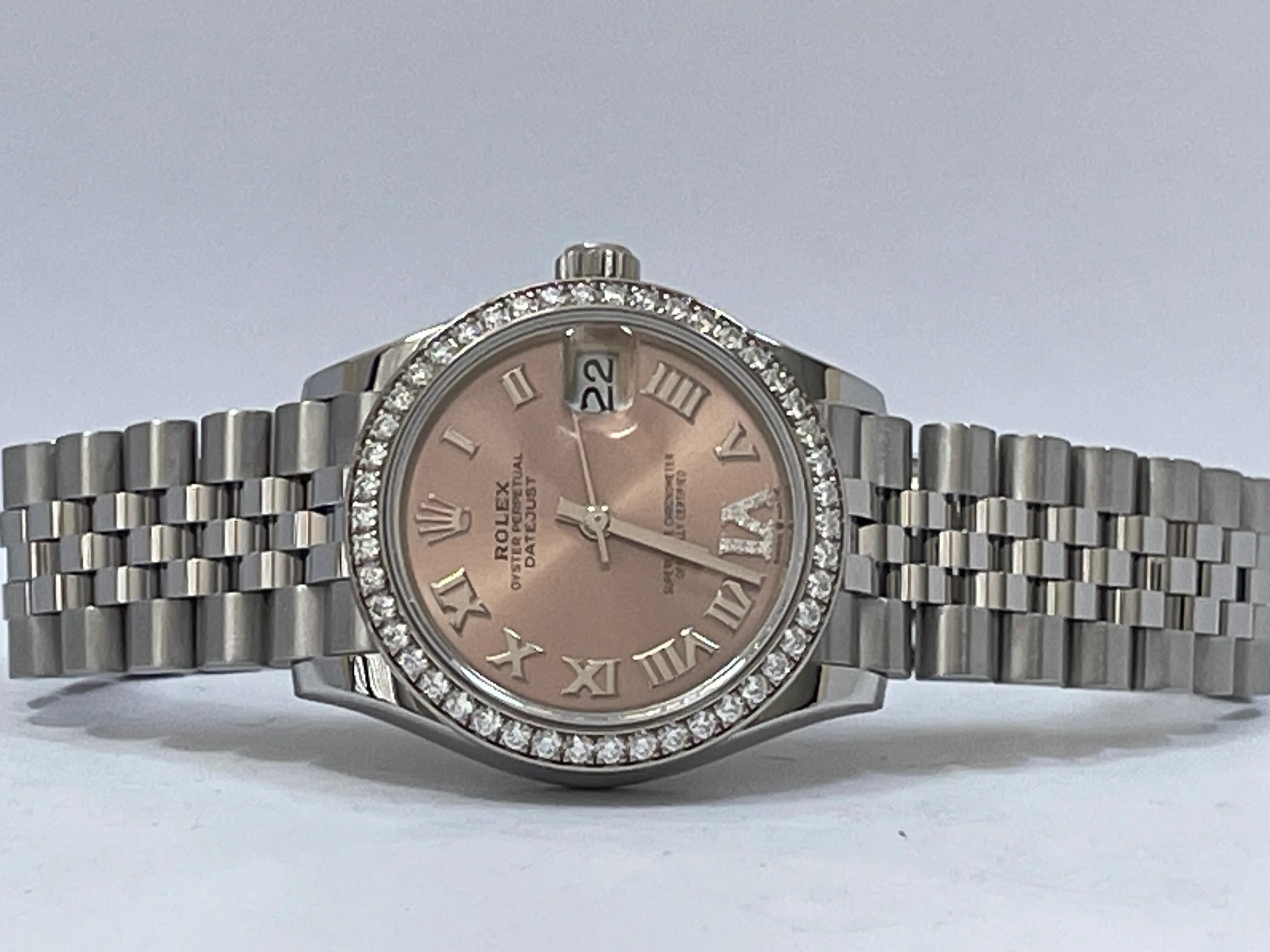 Rolex Steel and White Gold Datejust 31 - 2023 - Diamond Bezel - Pink Diamond Dial - Jubilee Bracelet - 278384RBR
