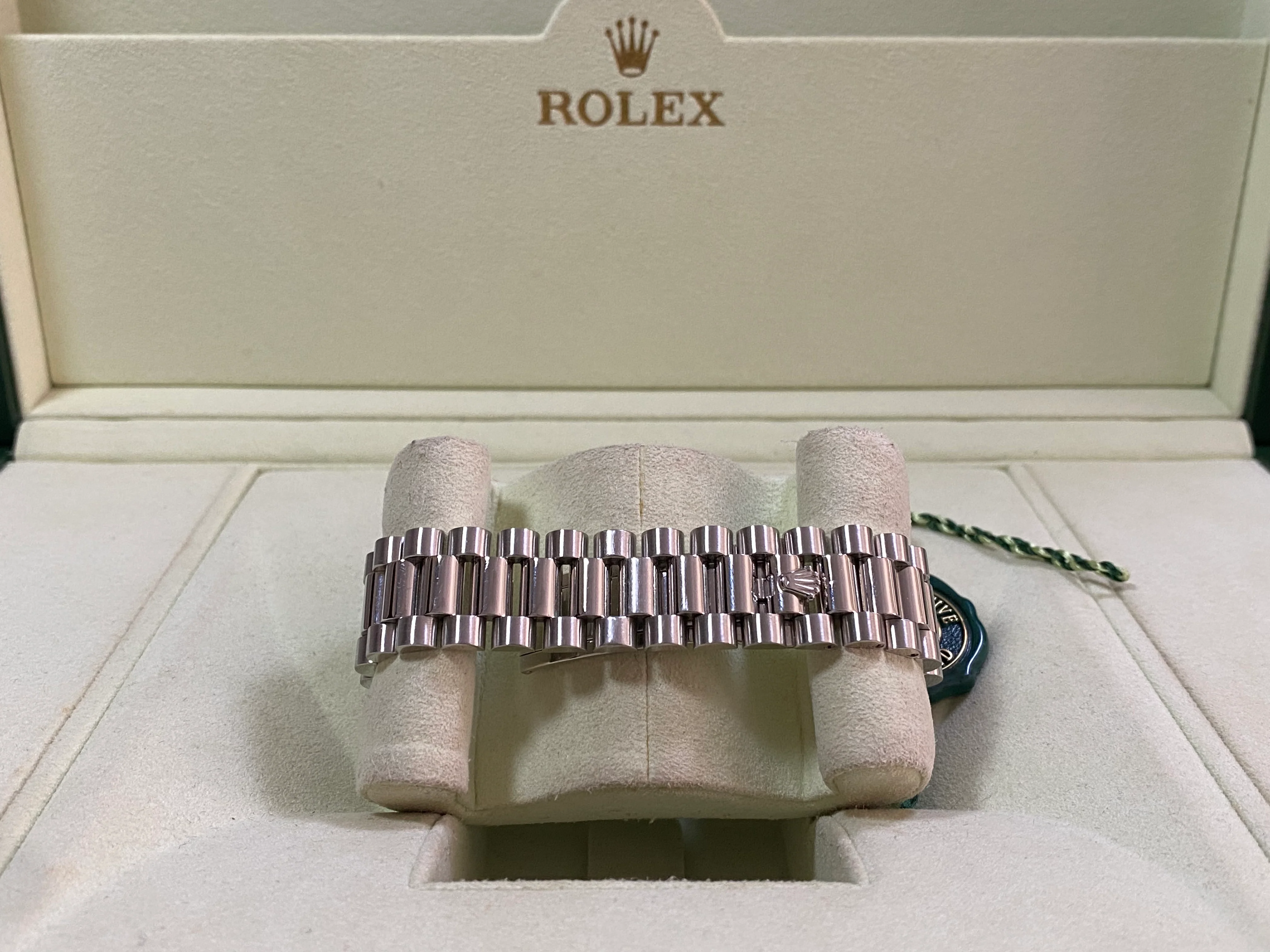 Rolex Platinum Day-Date 36 - M Serial - Domed Bezel - Ice Blue Diamond Dial - President Bracelet - 118206