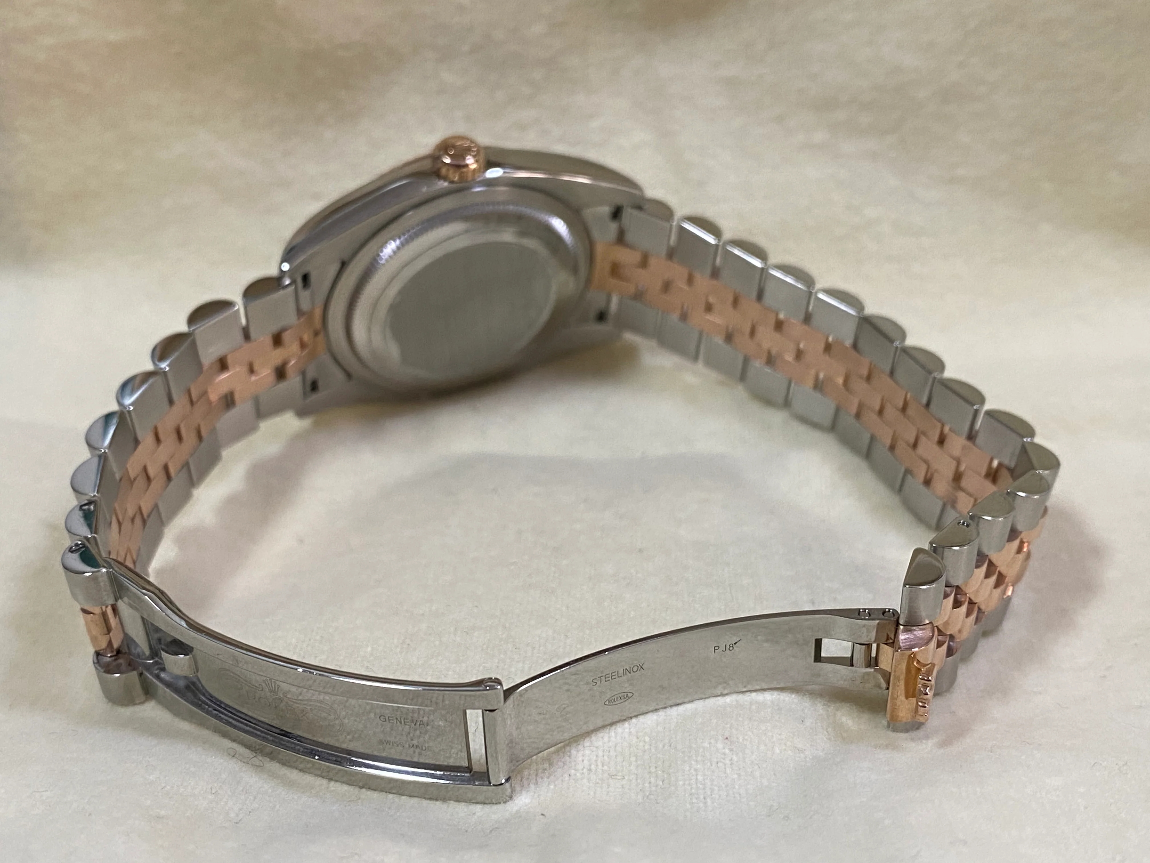 Rolex Steel and Everose Gold Datejust 36 - 2009 - Fluted Bezel - Black Diamond Dial - Jubilee Bracelet - 116231