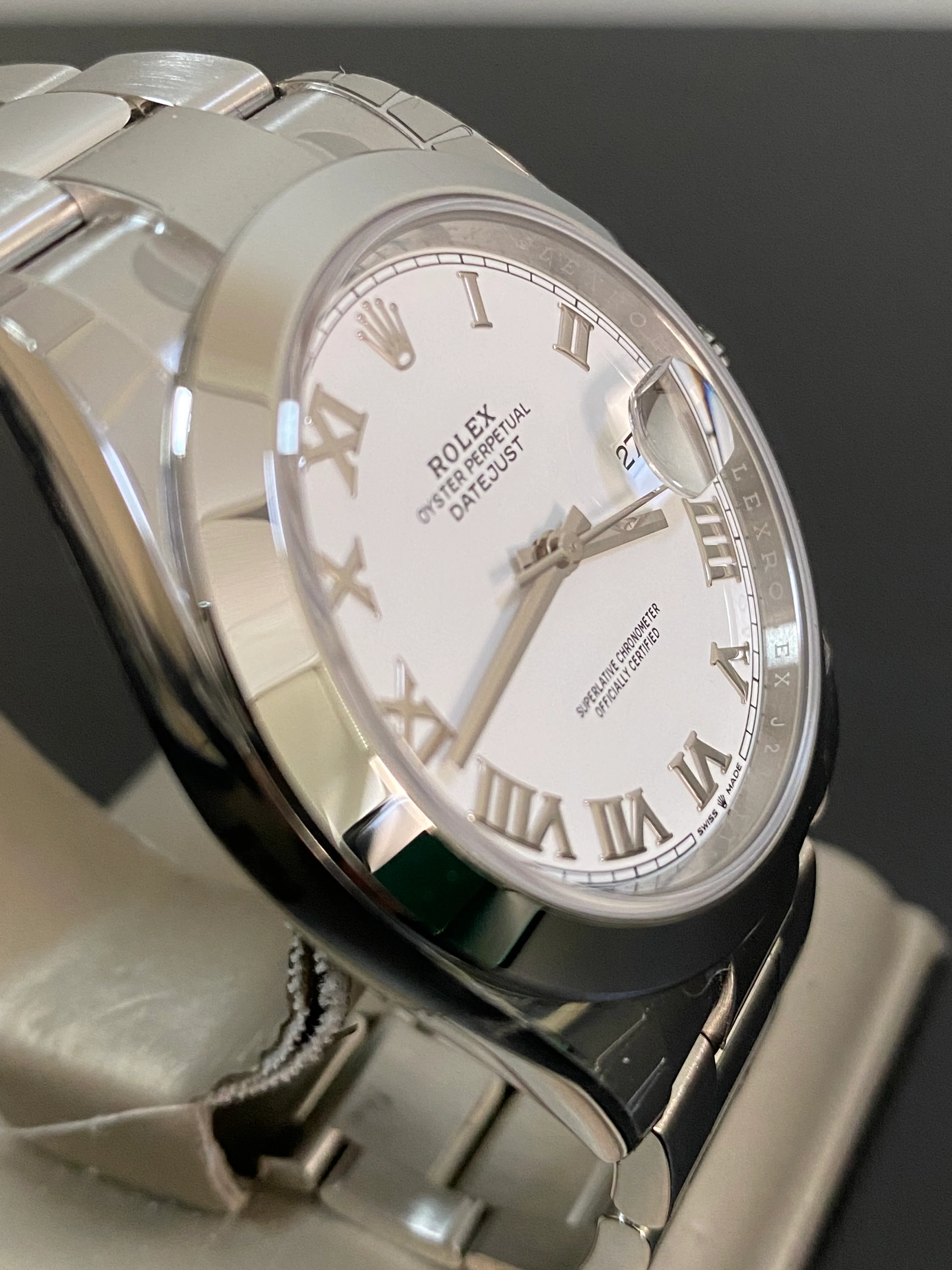 Rolex Steel Datejust 41 - 2023 - Smooth Bezel - White Roman Dial - Oyster Bracelet - 126300 FULL STICKERS