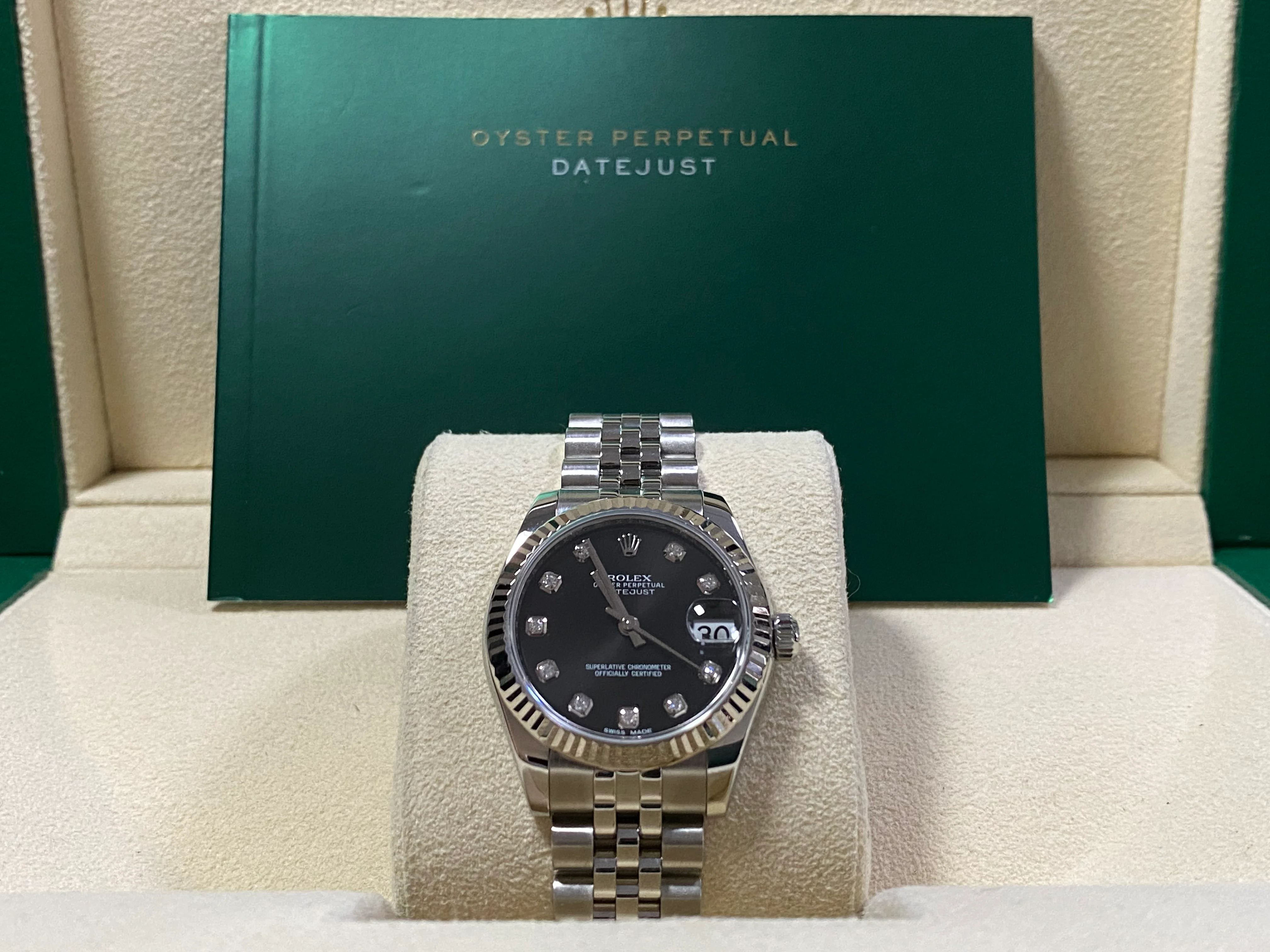 Rolex Steel Datejust 31 - Fluted Bezel - Factory Diamond Dial - Jubilee Bracelet - 178274