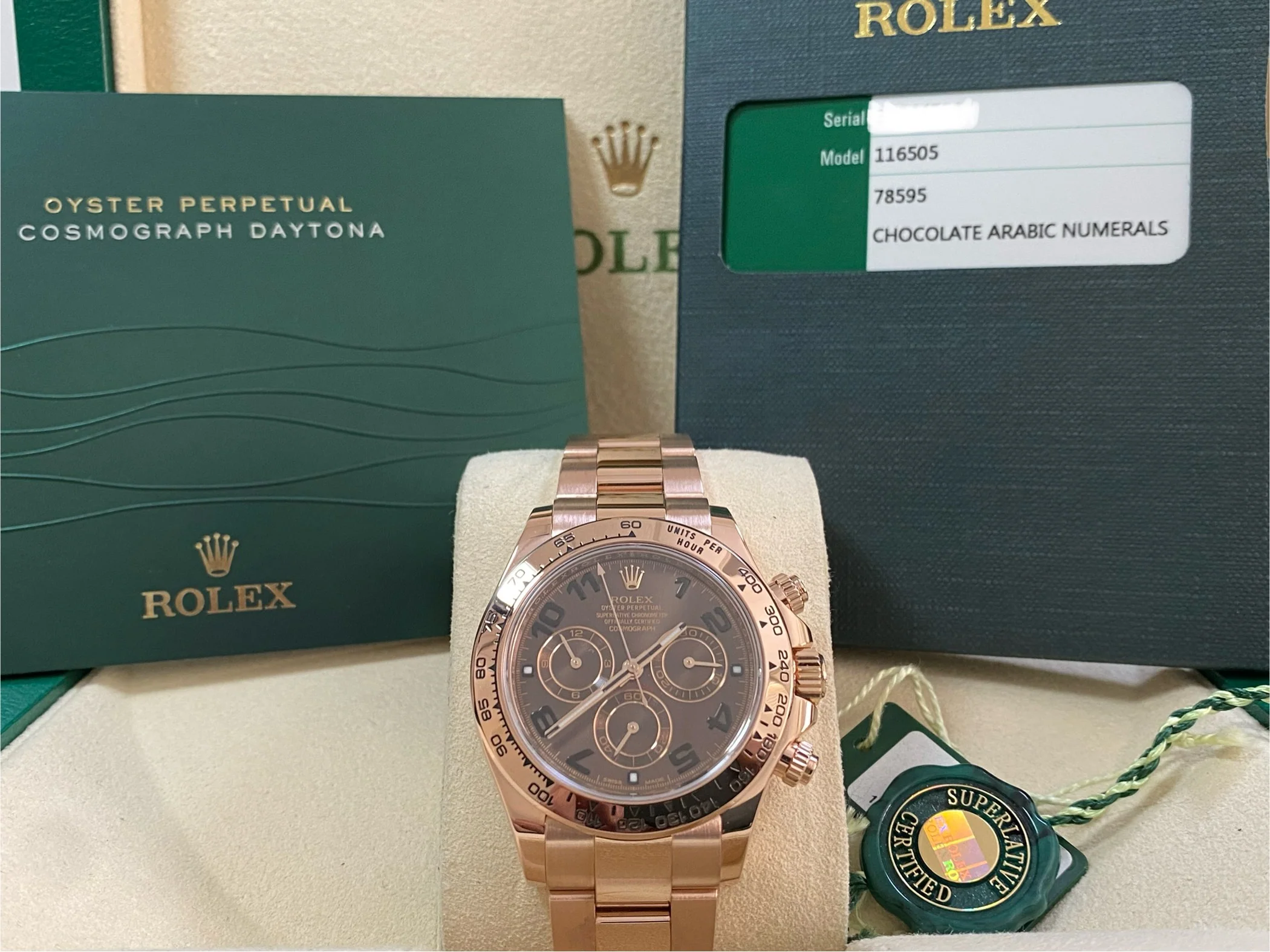 Rolex Everose Gold Cosmograph Daytona - 2014 - Chocolate Arabic Dial - 116505 *COMPLETE*