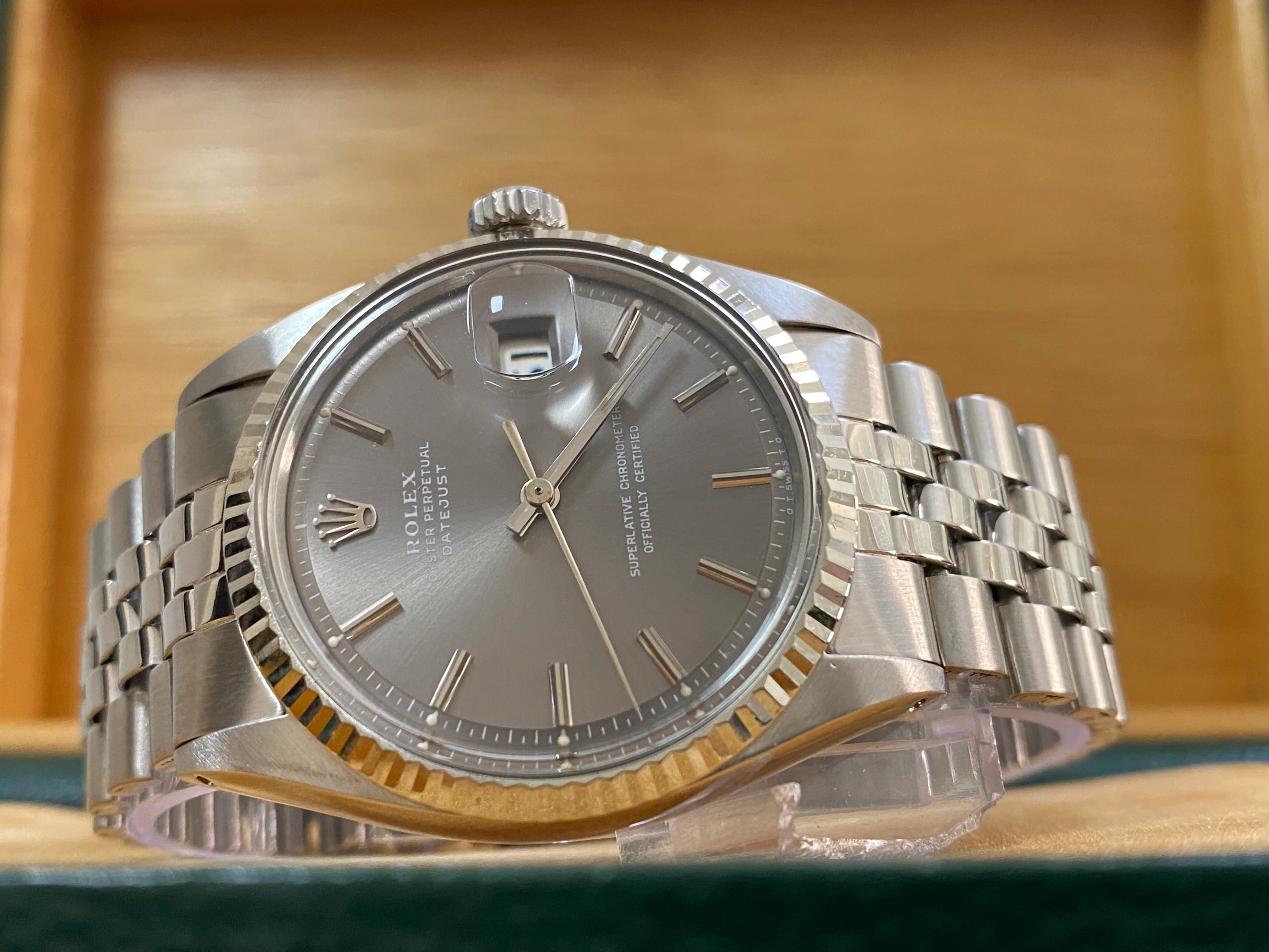 Rolex Steel Datejust 36 - Fluted Bezel - Grey Index Dial - Jubilee Bracelet - 1601