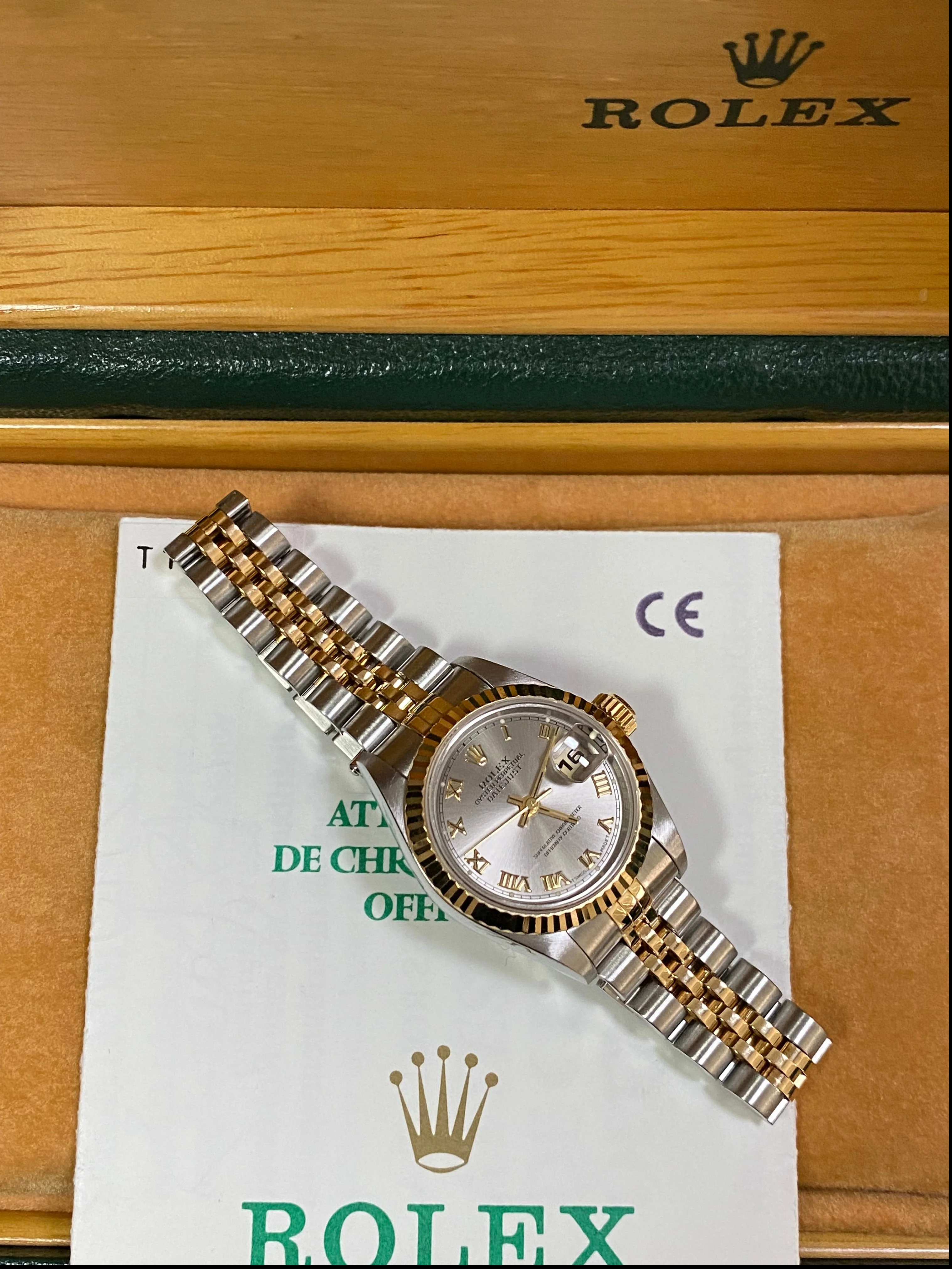 Rolex Two Tone Lady-Datejust - T Serial- Fluted Bezel - Silver Roman Dial - Jubilee Bracelet - 69173