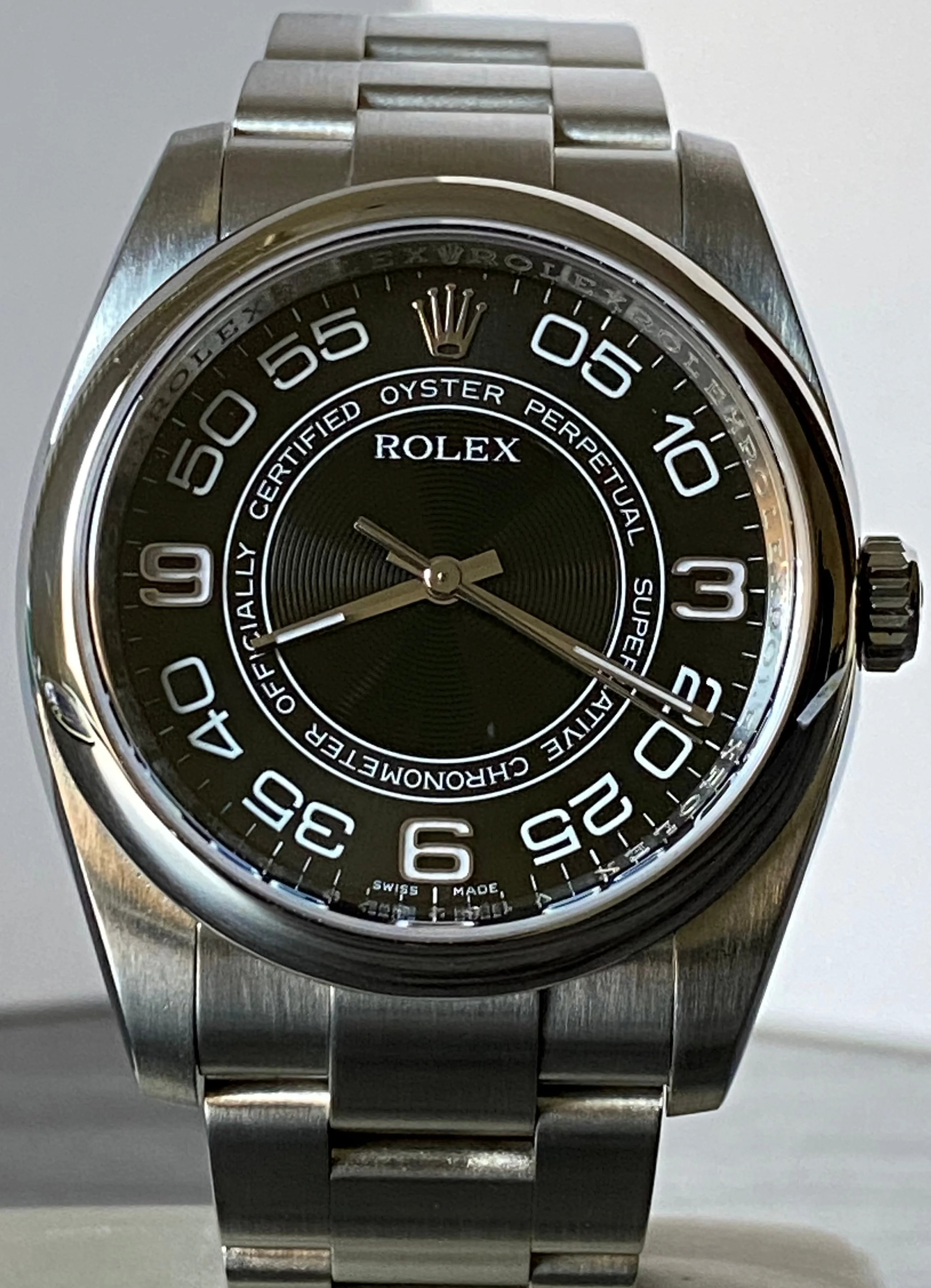 Rolex Steel Oyster Perpetual 36 - 2009 - Domed Bezel - Black Concentric Dial - 116000