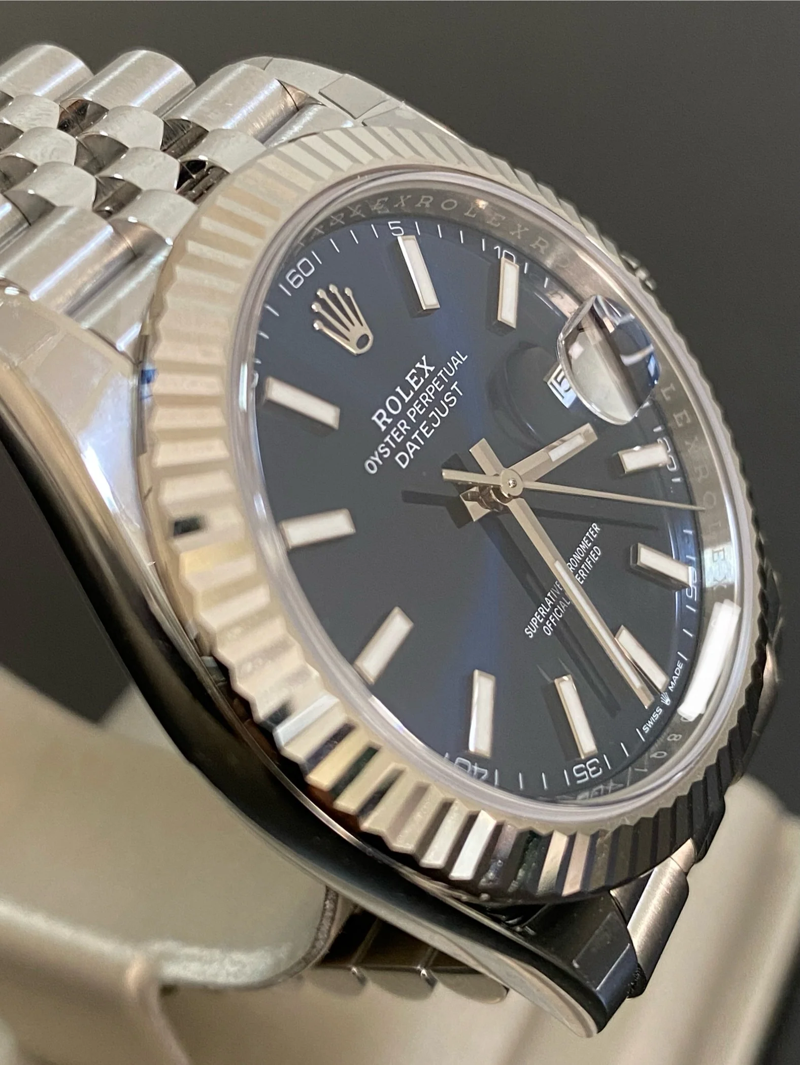 Rolex Steel and White Gold Datejust 41 - 2024 - Fluted Bezel - Blue Index Dial - Jubilee Bracelet - 126334 *COMPLETE SET*