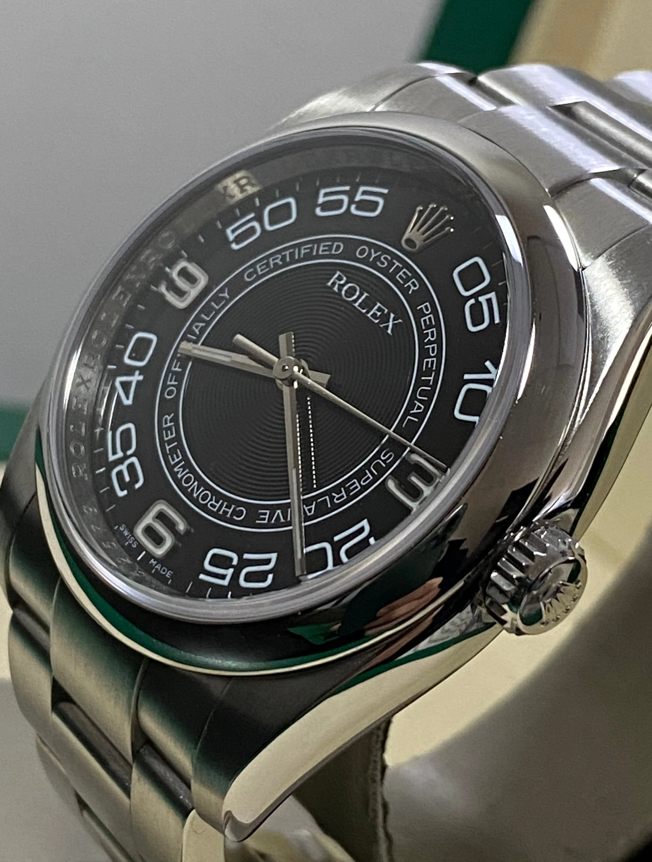 Rolex Steel Oyster Perpetual 36 - 2009 - Domed Bezel - Black Concentric Dial - 116000