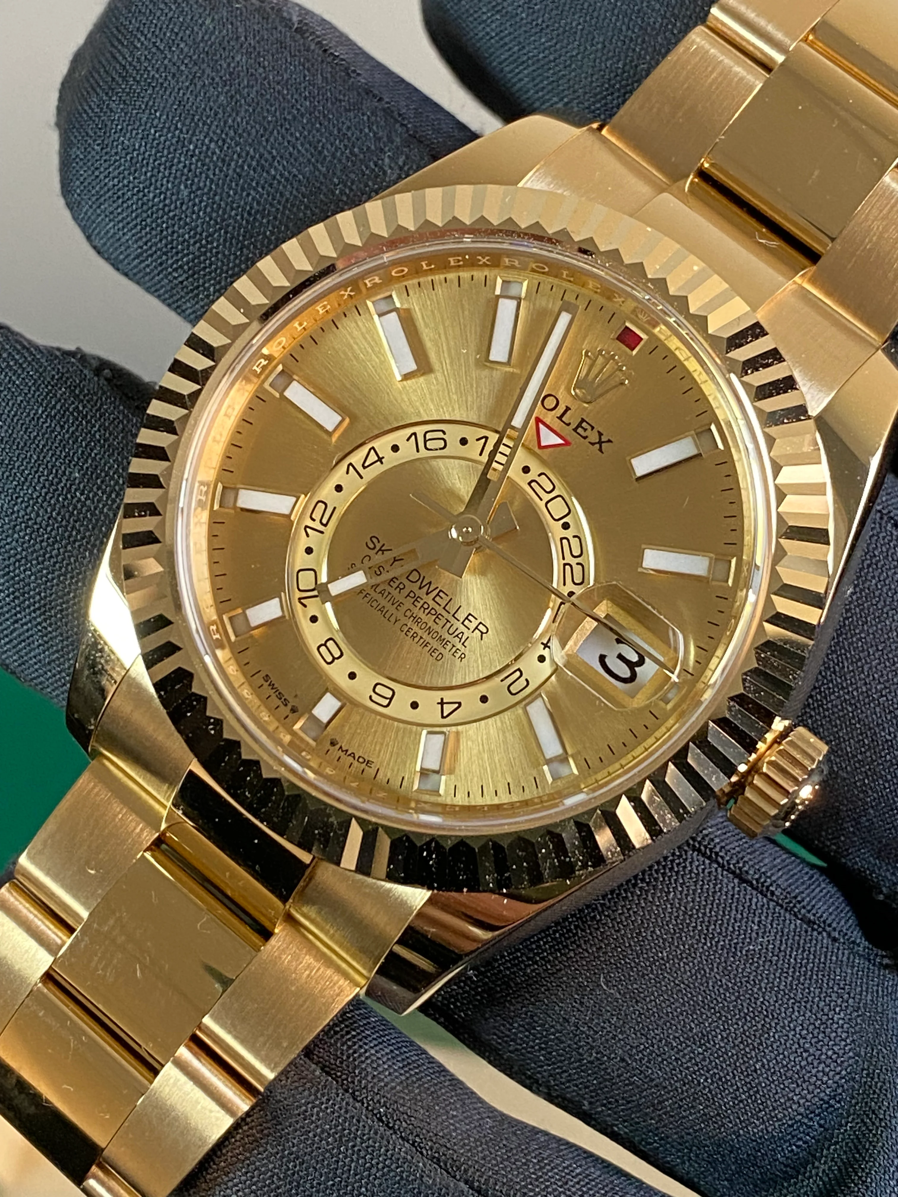Rolex Yellow Gold Sky-Dweller - 2023 - Champagne Index Dial - Oyster Bracelet - 336938